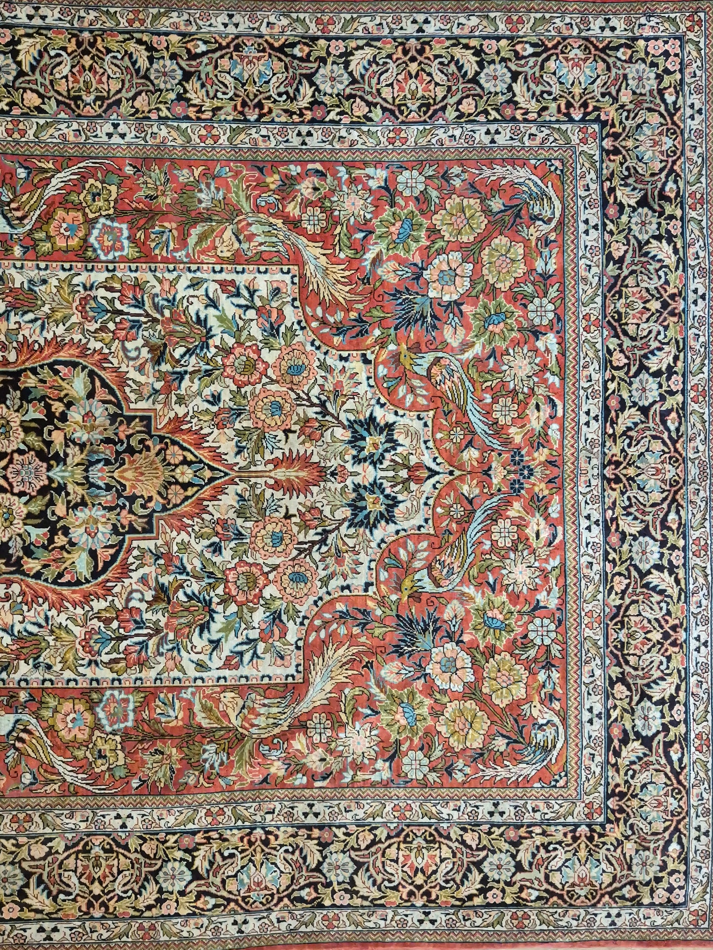 Hereke Teppich Seide auf Seide floral fein handgeknüpft