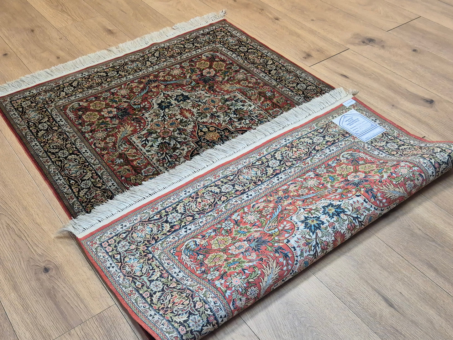 Hereke Teppich Seide auf Seide floral fein handgeknüpft