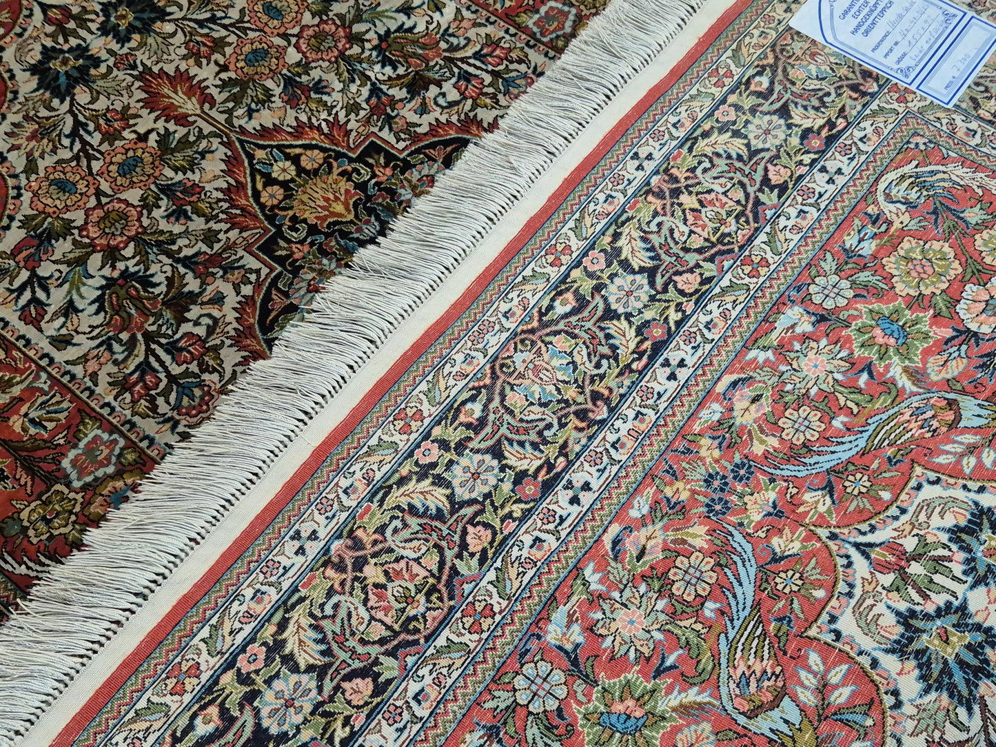 Hereke Teppich Seide auf Seide floral fein handgeknüpft