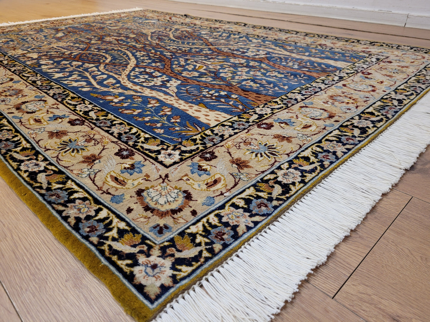 Isfahan Teppich Korkwolle mit Seide feine Knüpfung Baum des Lebens