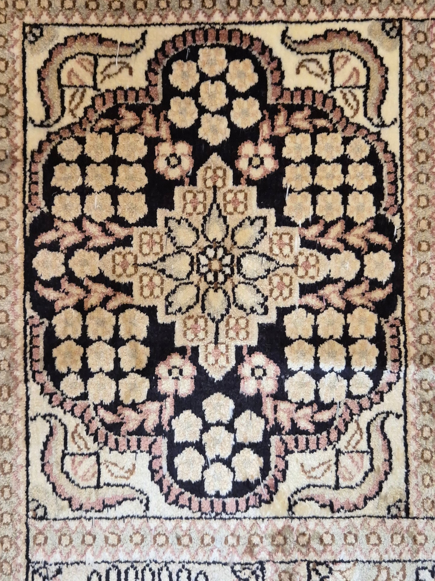 Hereke Teppich Seide auf Seide Gartenmotiv fein handgeknüpft