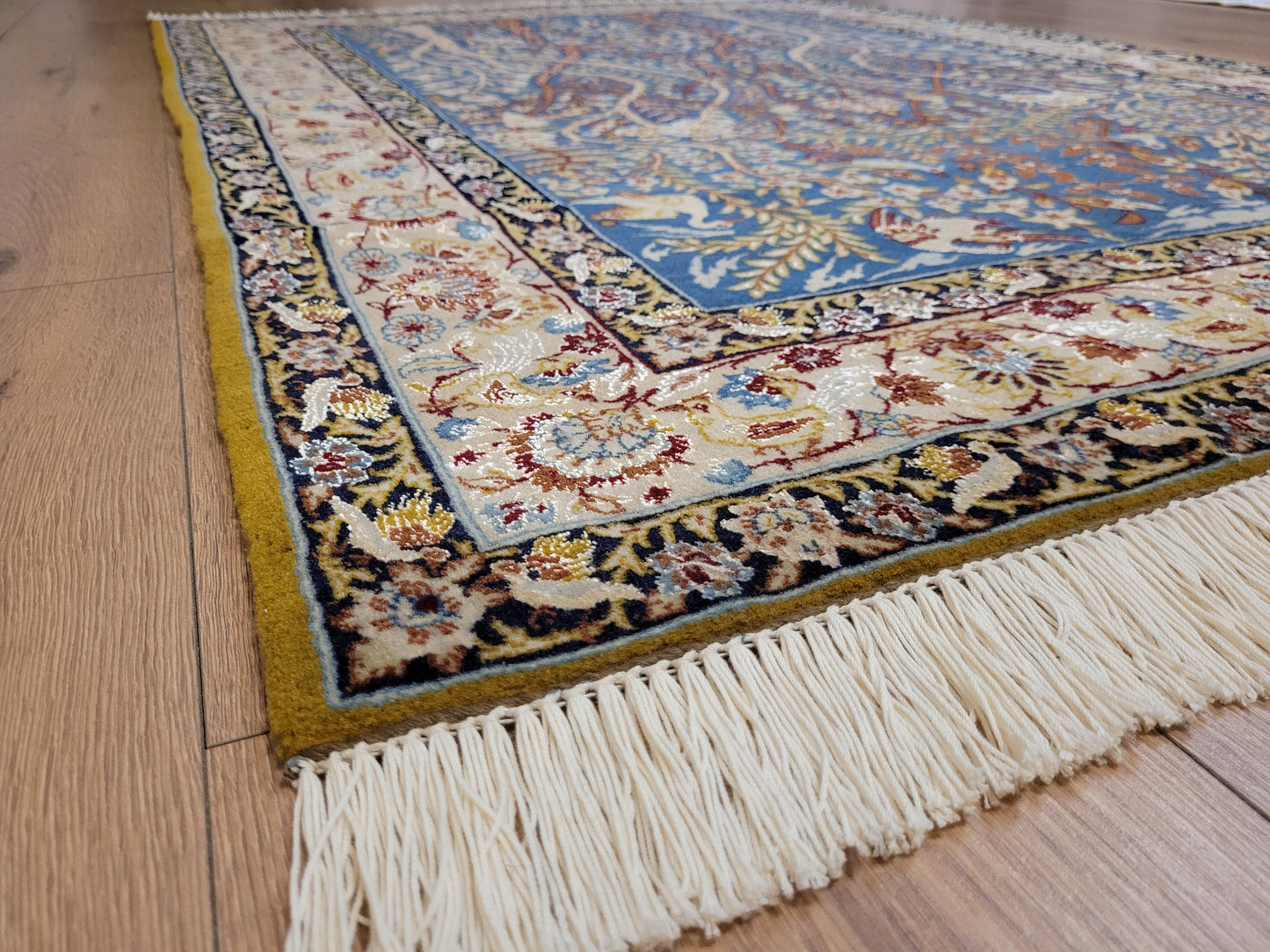 Isfahan Teppich Korkwolle mit Seide feine Knüpfung Baum des Lebens