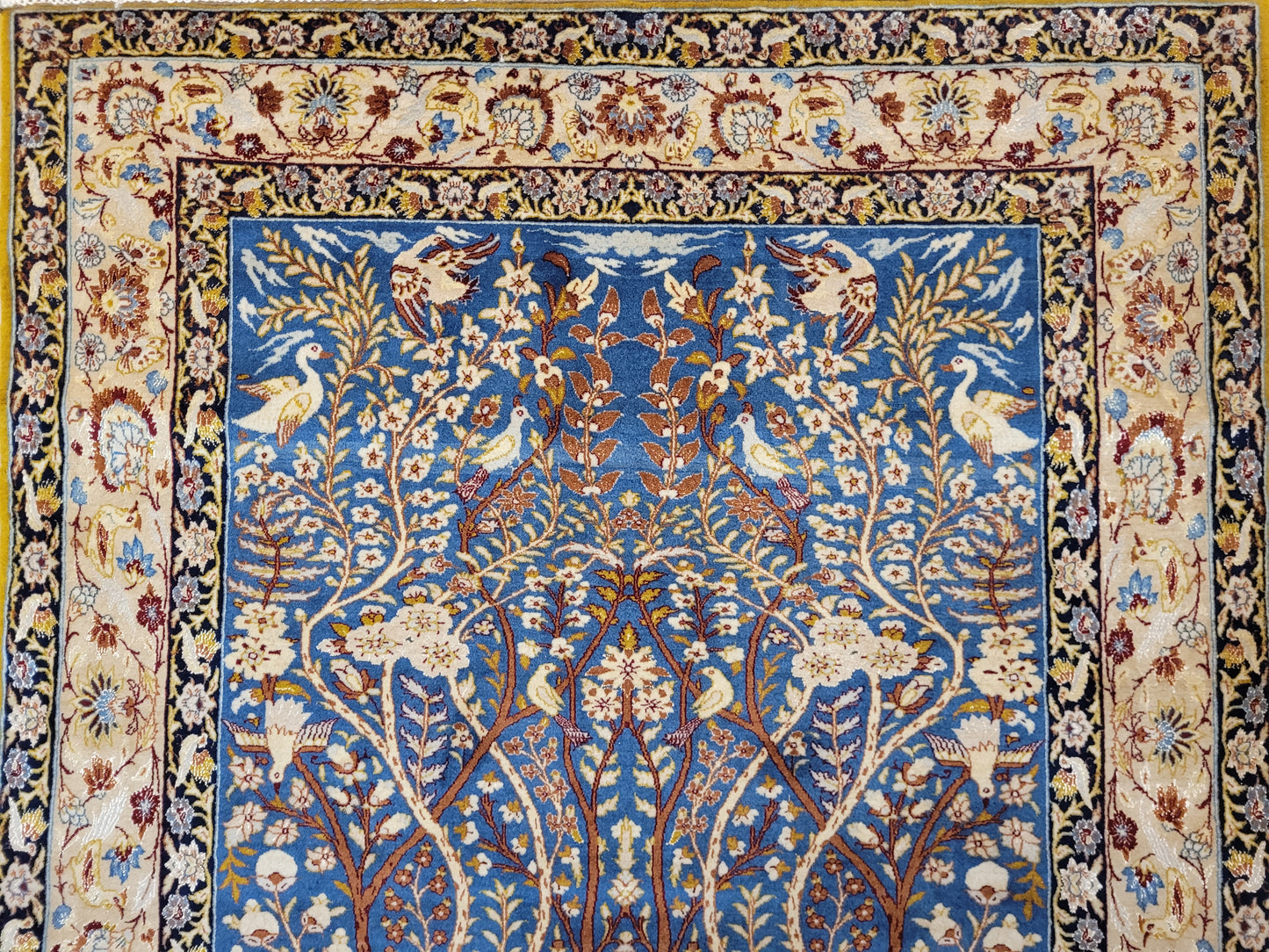 Isfahan Teppich Korkwolle mit Seide feine Knüpfung Baum des Lebens