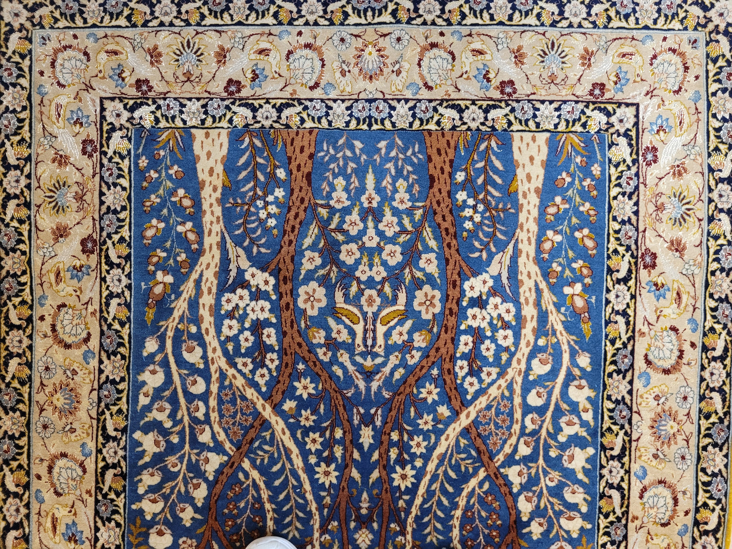 Isfahan Teppich Korkwolle mit Seide feine Knüpfung Baum des Lebens