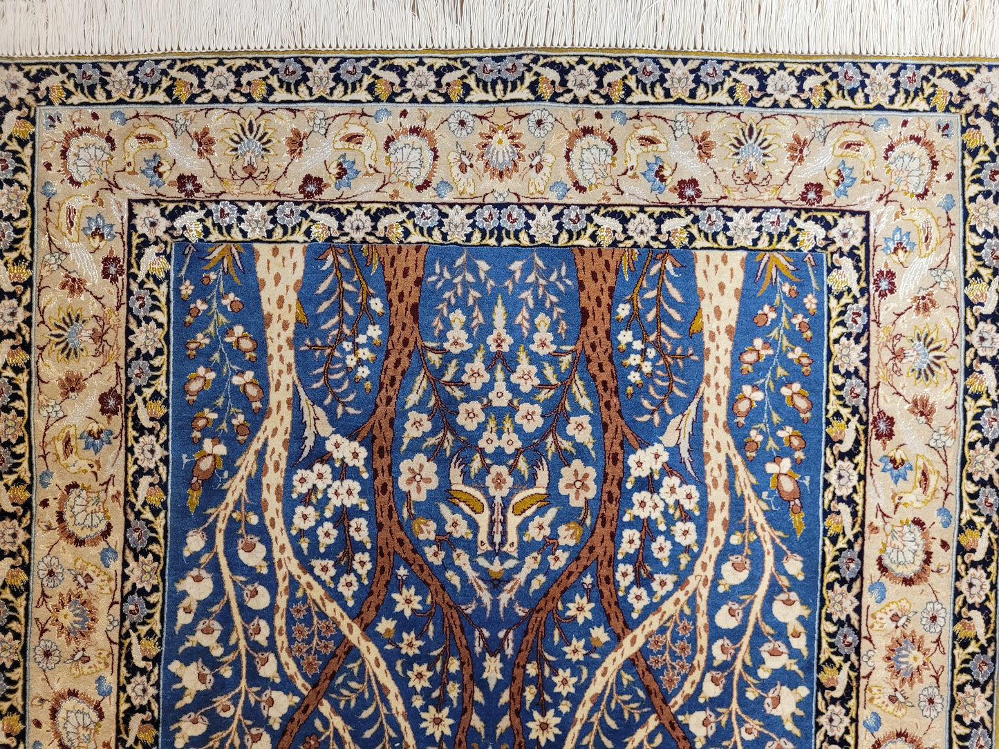 Isfahan Teppich Korkwolle mit Seide feine Knüpfung Baum des Lebens