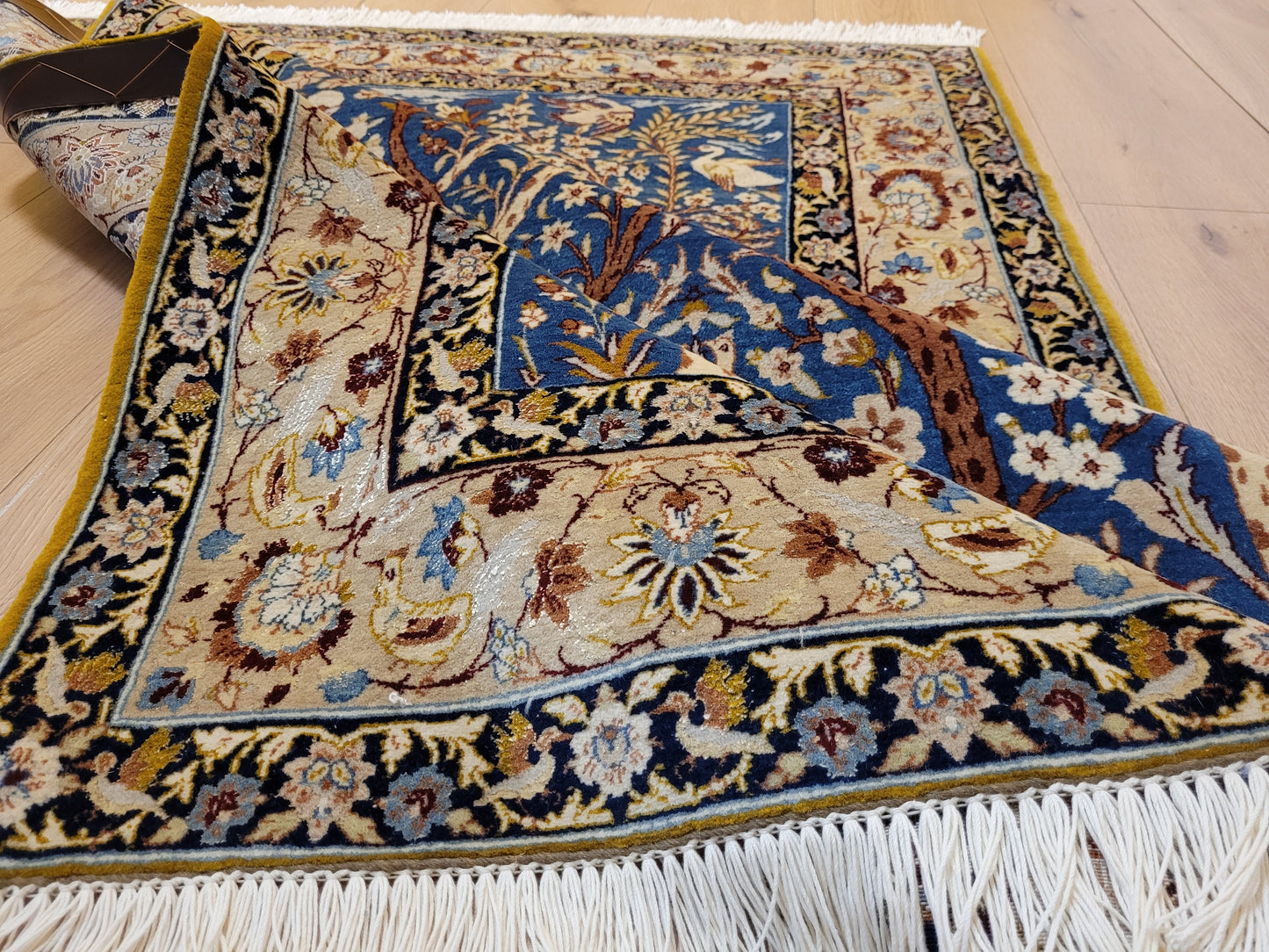 Isfahan Teppich Korkwolle mit Seide feine Knüpfung Baum des Lebens