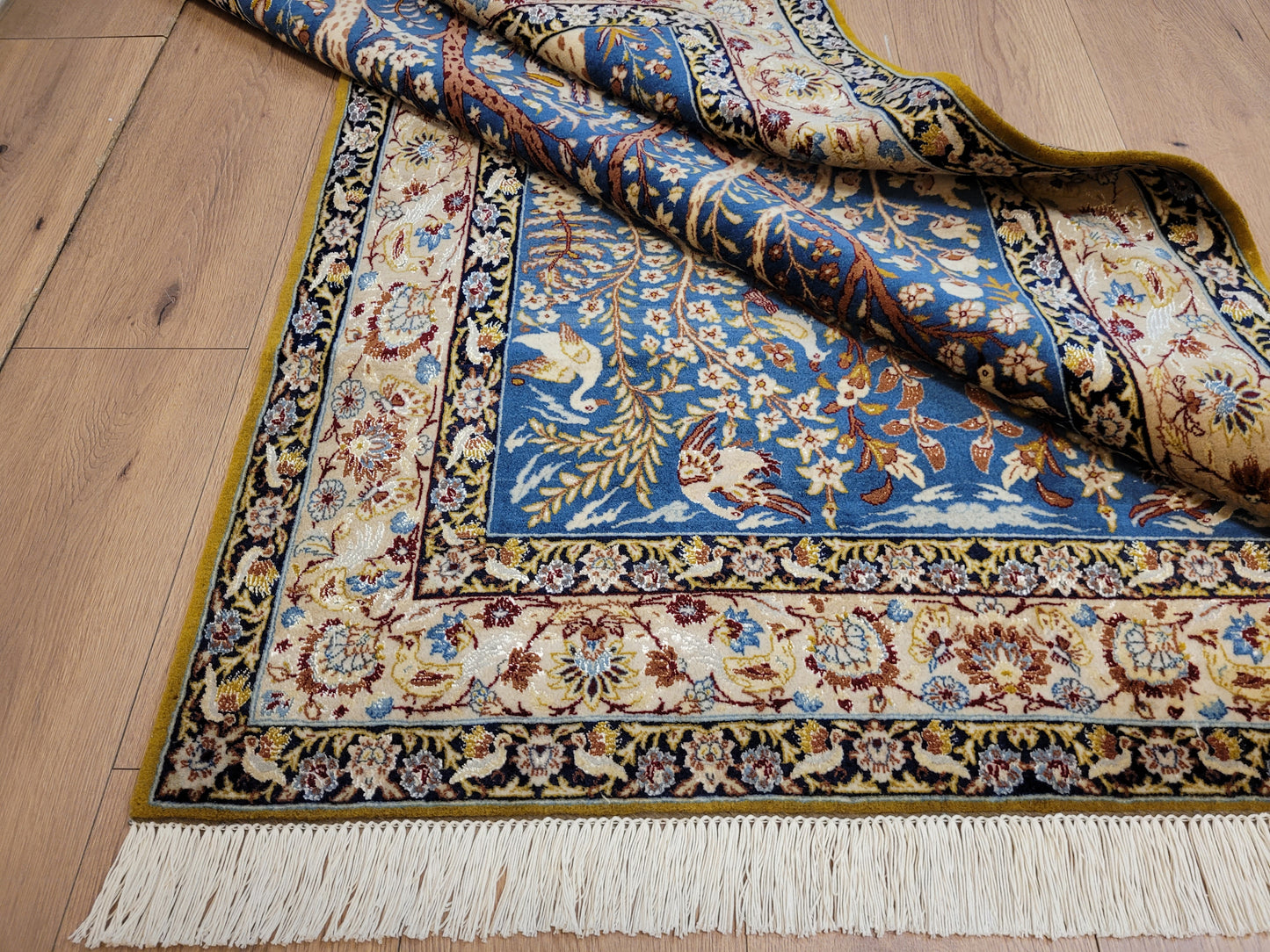 Isfahan Teppich Korkwolle mit Seide feine Knüpfung Baum des Lebens