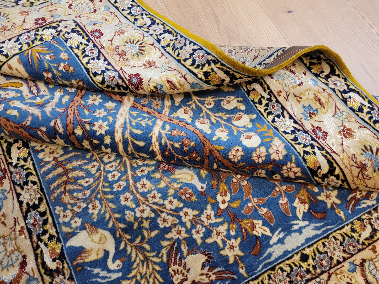 Isfahan Teppich Korkwolle mit Seide feine Knüpfung Baum des Lebens