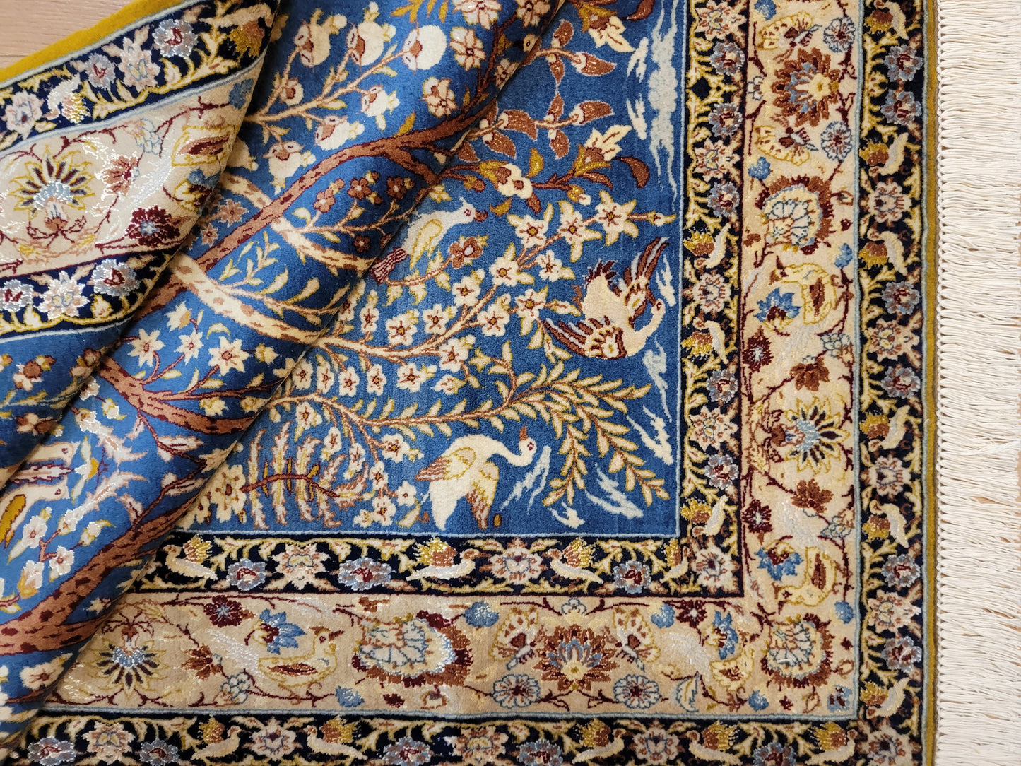 Isfahan Teppich Korkwolle mit Seide feine Knüpfung Baum des Lebens