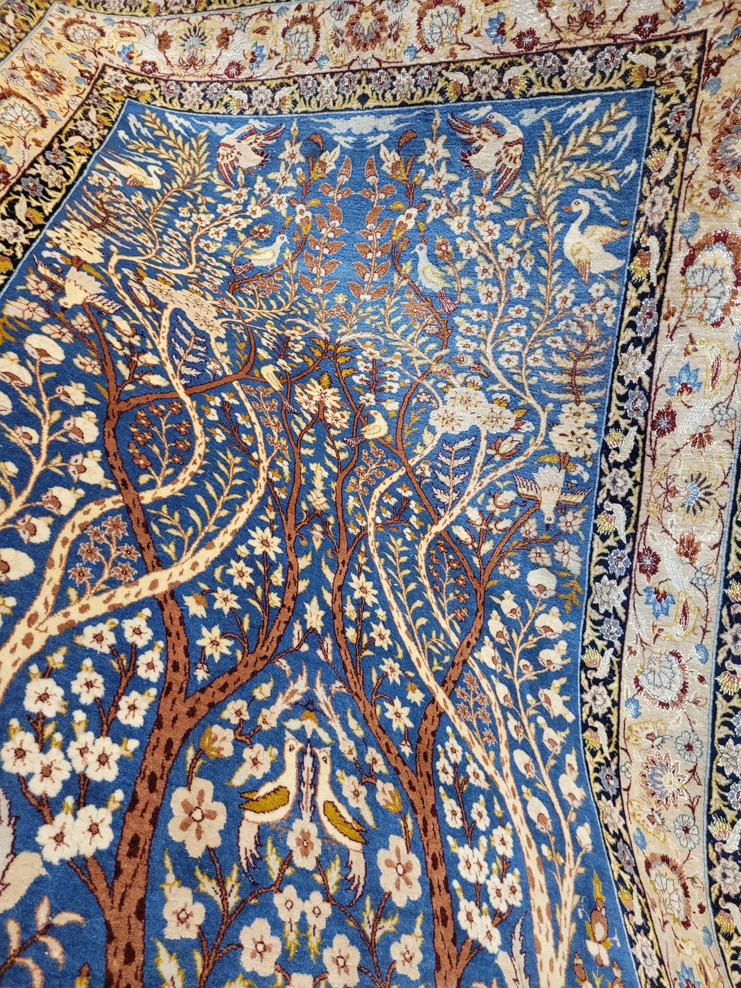 Isfahan Teppich Korkwolle mit Seide feine Knüpfung Baum des Lebens