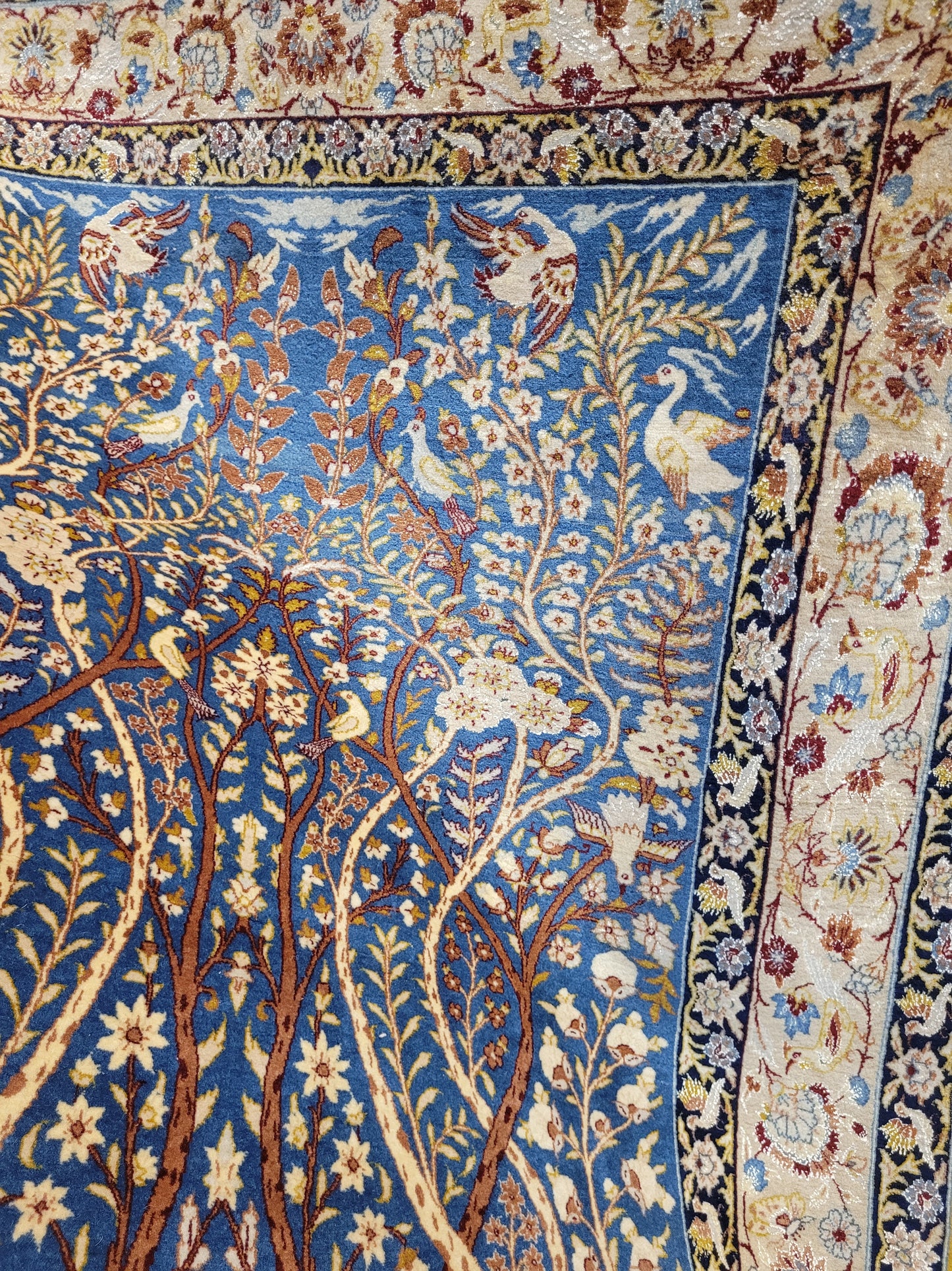 Isfahan Teppich Korkwolle mit Seide feine Knüpfung Baum des Lebens