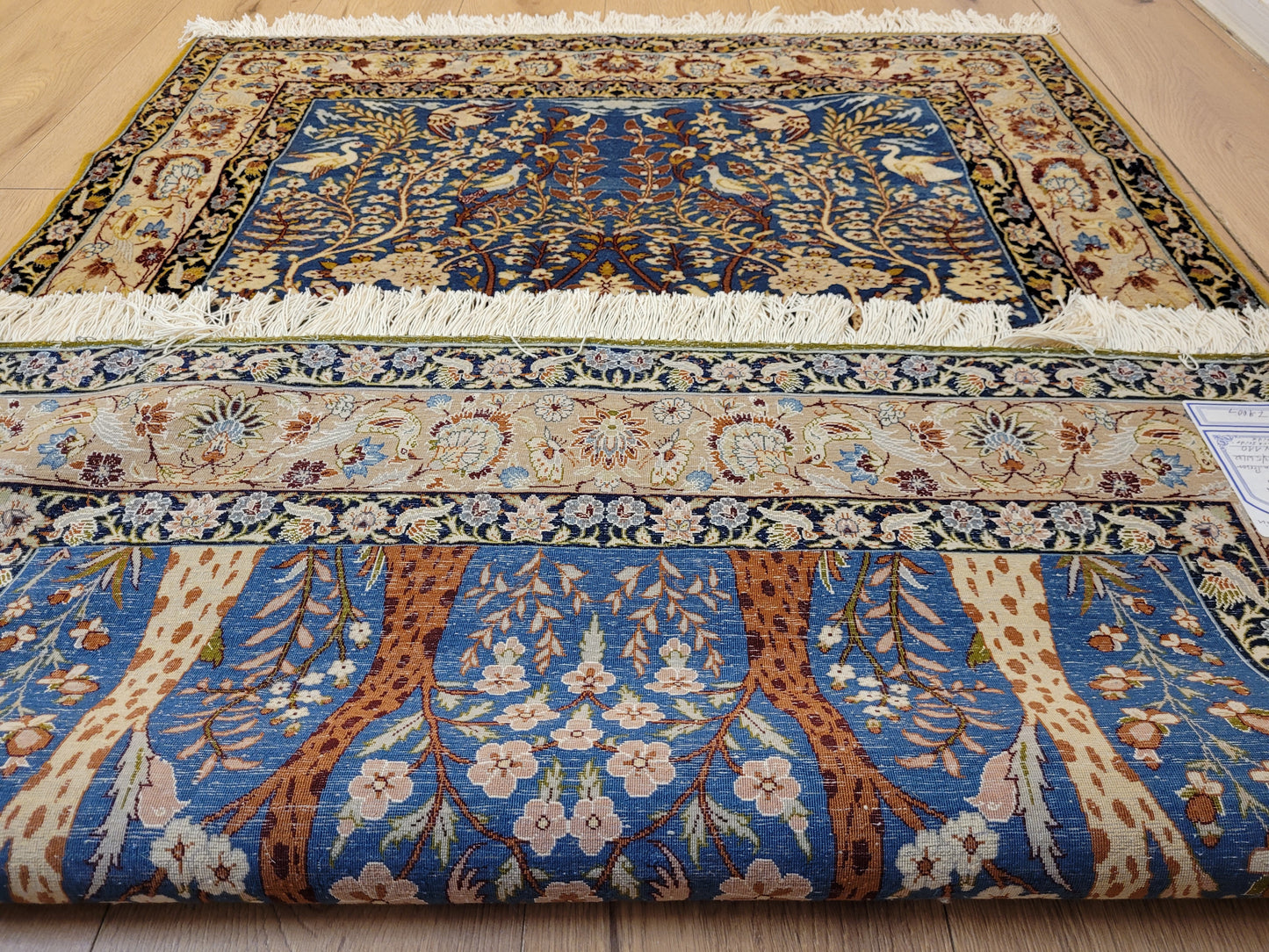 Isfahan Teppich Korkwolle mit Seide feine Knüpfung Baum des Lebens