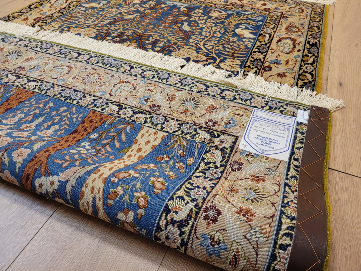 Isfahan Teppich Korkwolle mit Seide feine Knüpfung Baum des Lebens