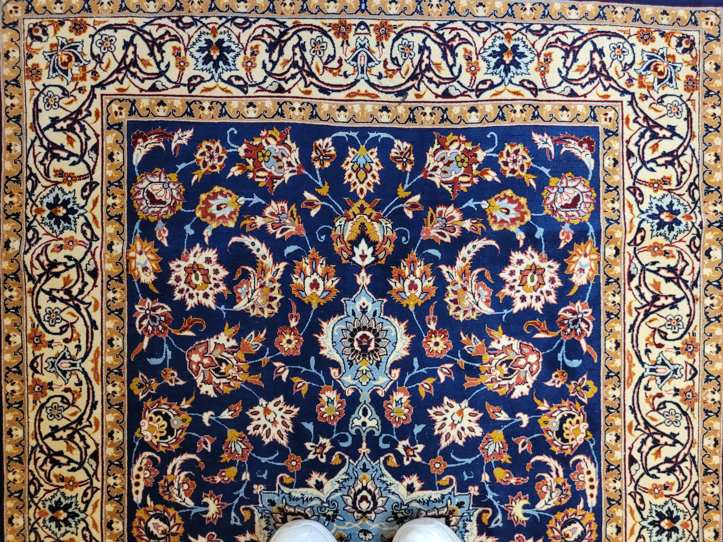 Isfahan Teppich Korkwolle mit Seide feine Knüpfung Medaillon