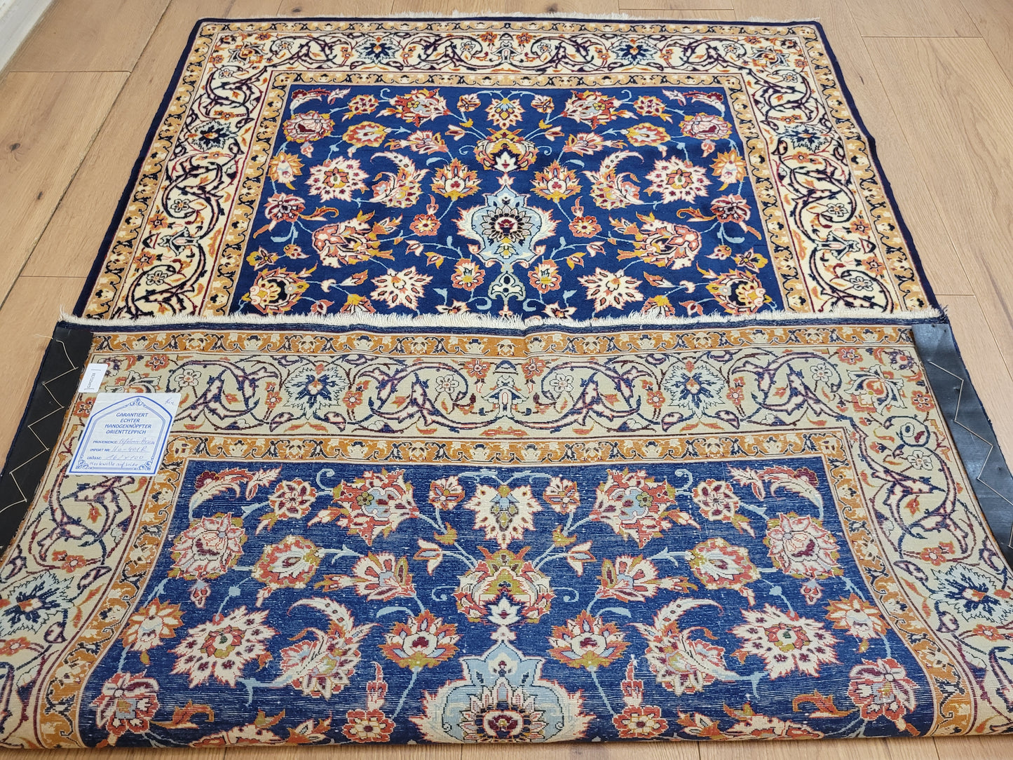 Isfahan Teppich Korkwolle mit Seide feine Knüpfung Medaillon