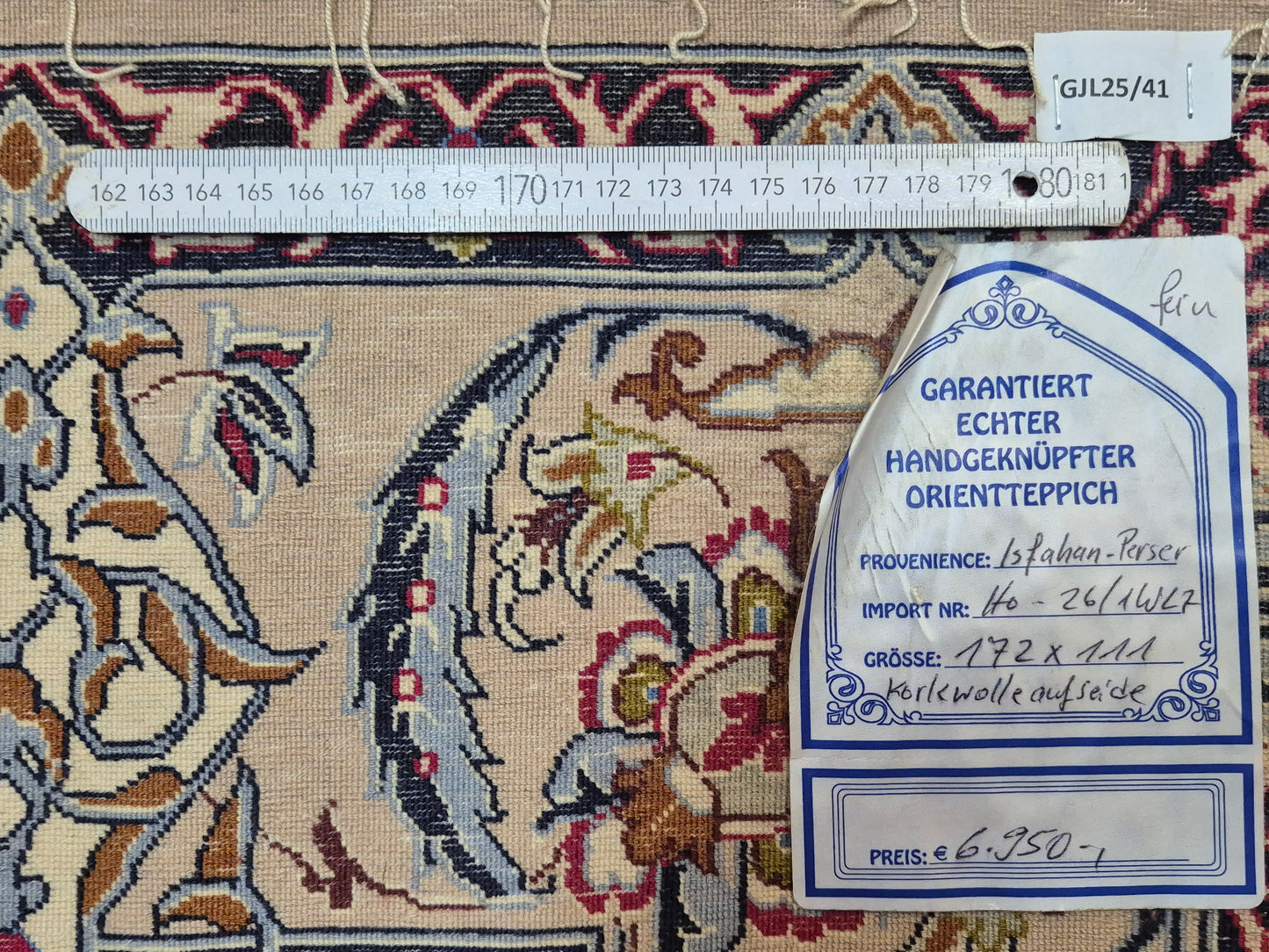 Isfahan Teppich Korkwolle auf Seide Medaillon fein handgeknüpft