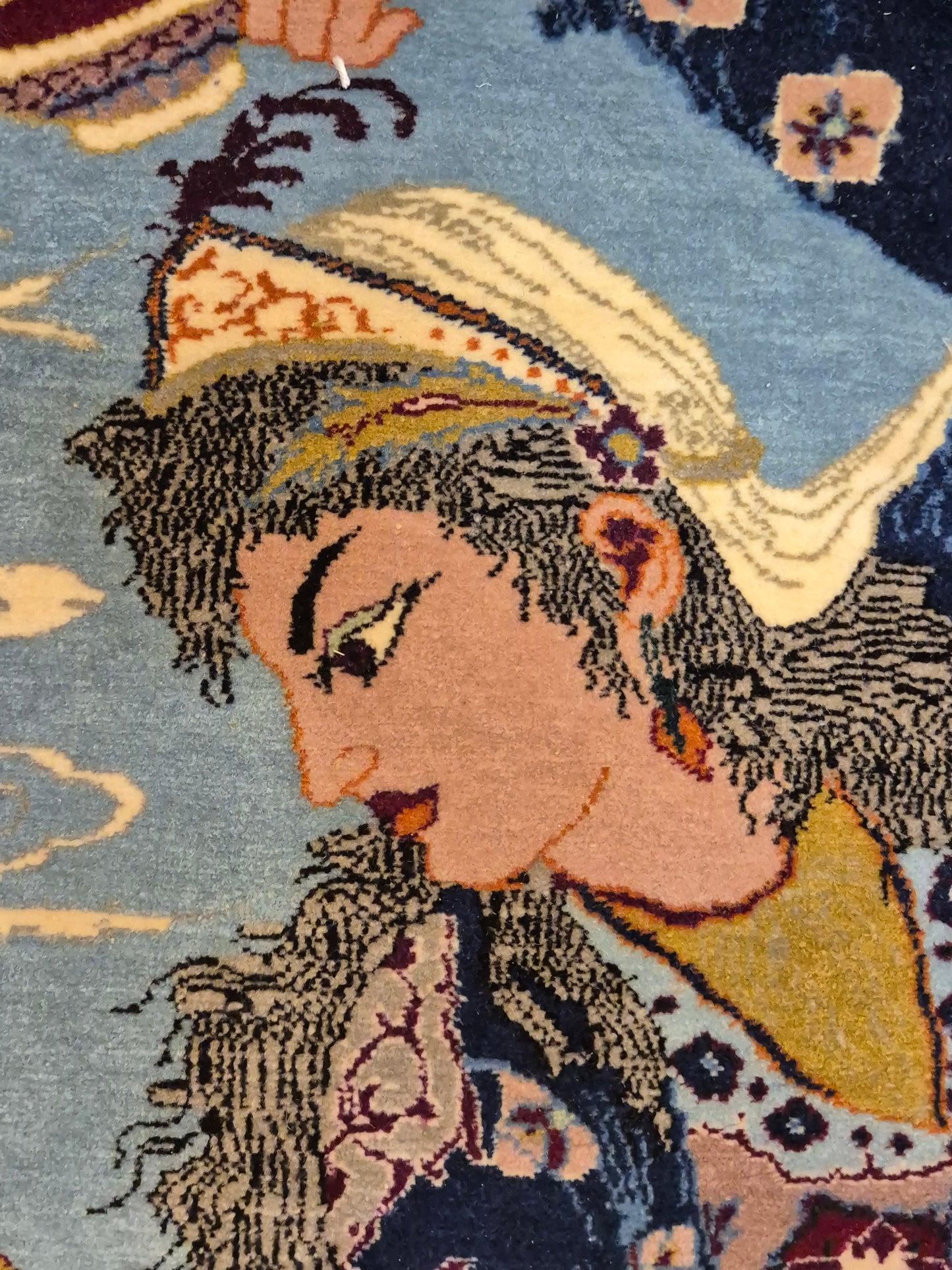 Isfahan Teppich Korkwolle mit Seide auf Seide figürlich