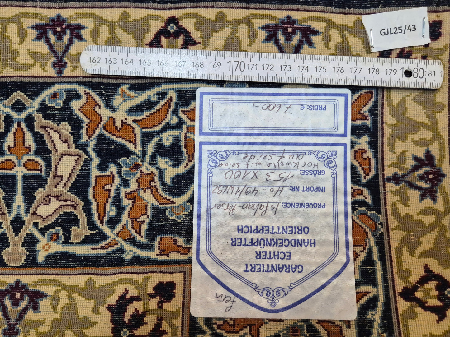 Isfahan Teppich Korkwolle mit Seide auf Seide figürlich