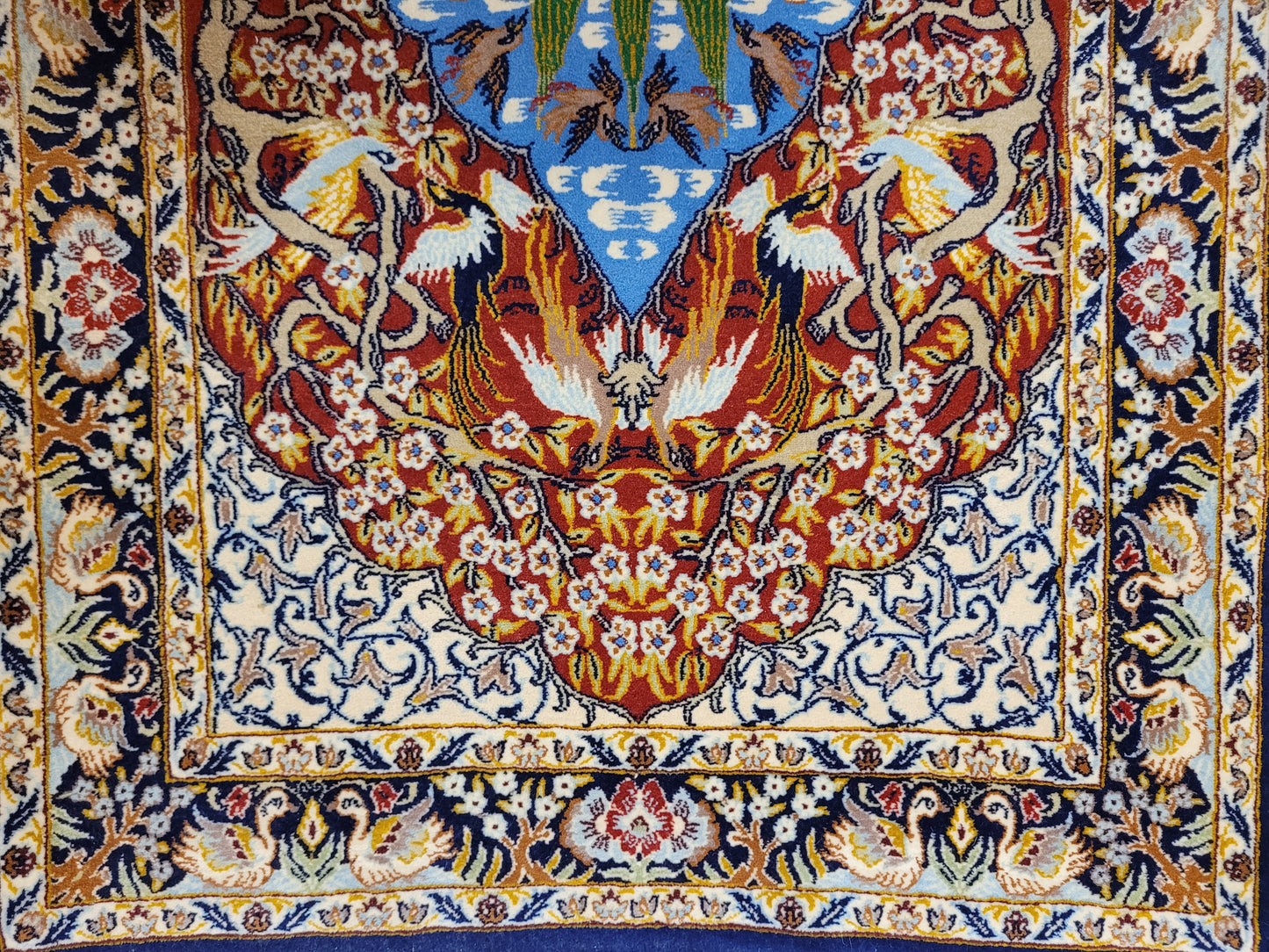 Isfahan Teppich Korkwolle Seide feine Knüpfung Bildmotiv