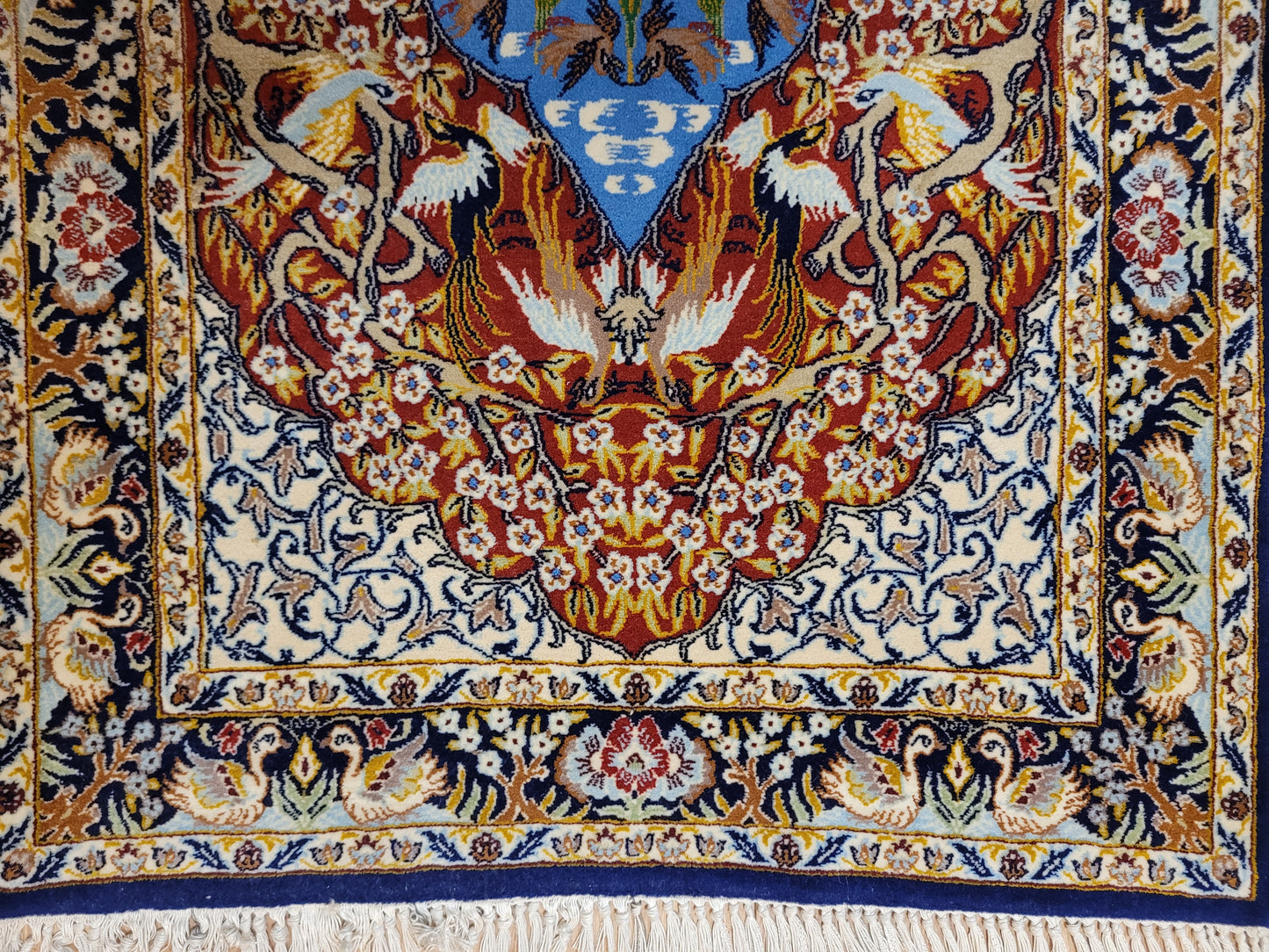 Isfahan Teppich Korkwolle Seide feine Knüpfung Bildmotiv