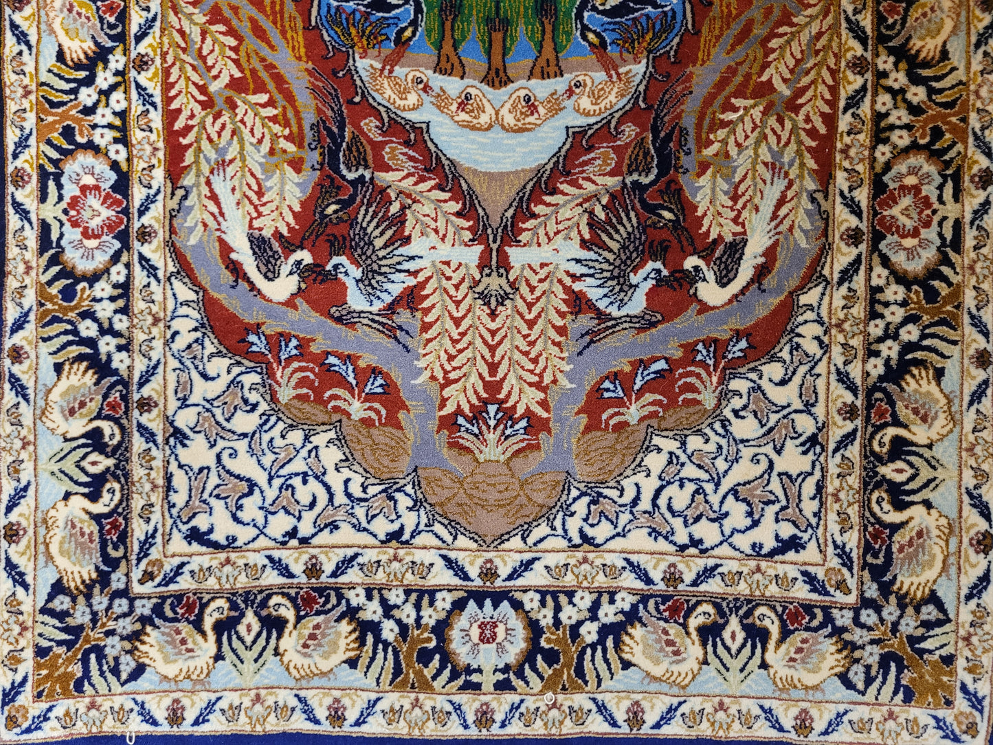 Isfahan Teppich Korkwolle Seide feine Knüpfung Bildmotiv