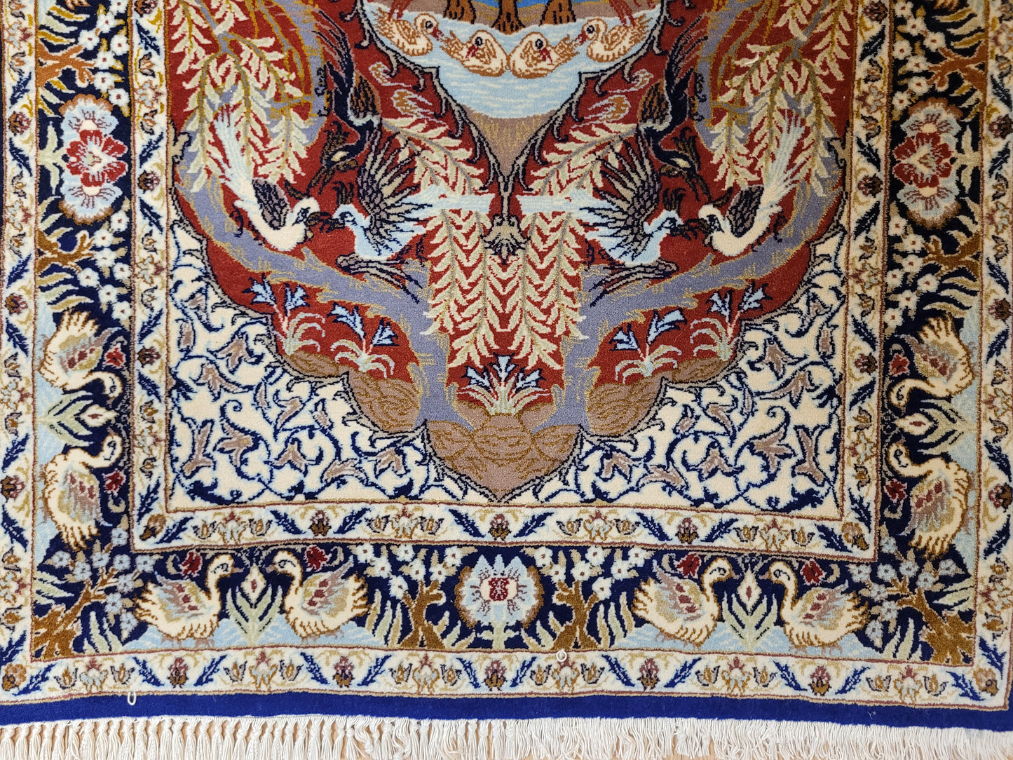 Isfahan Teppich Korkwolle Seide feine Knüpfung Bildmotiv