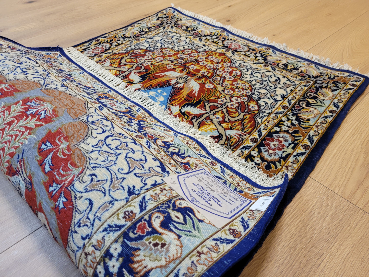 Isfahan Teppich Korkwolle Seide feine Knüpfung Bildmotiv