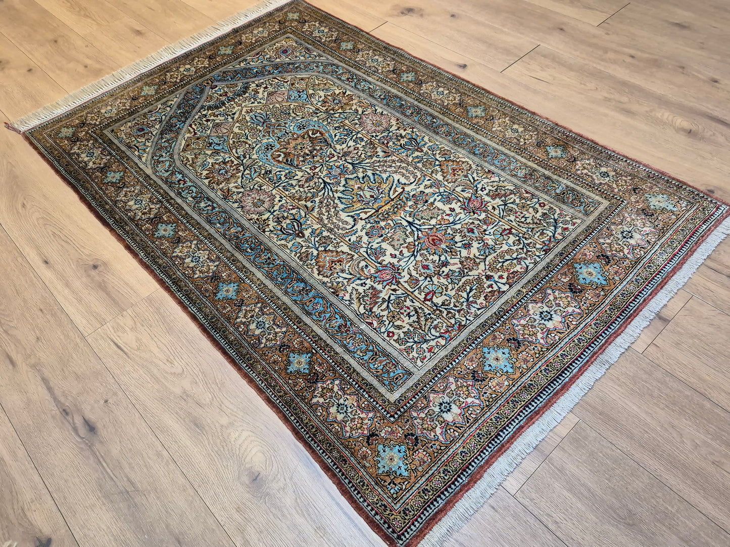 Ghom Teppich Seide auf Seide feine Knüpfung Gebetsteppich