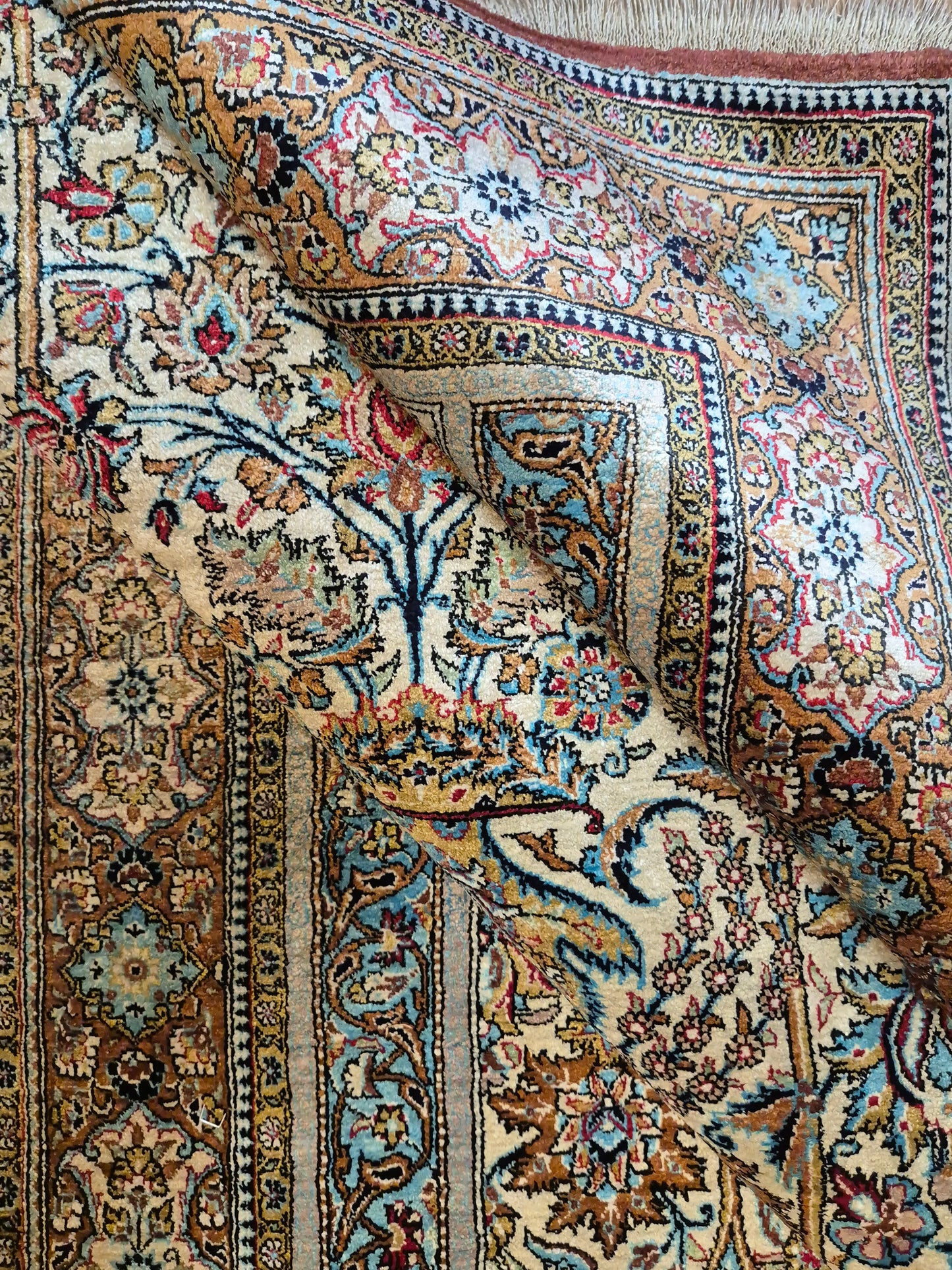 Ghom Teppich Seide auf Seide feine Knüpfung Gebetsteppich