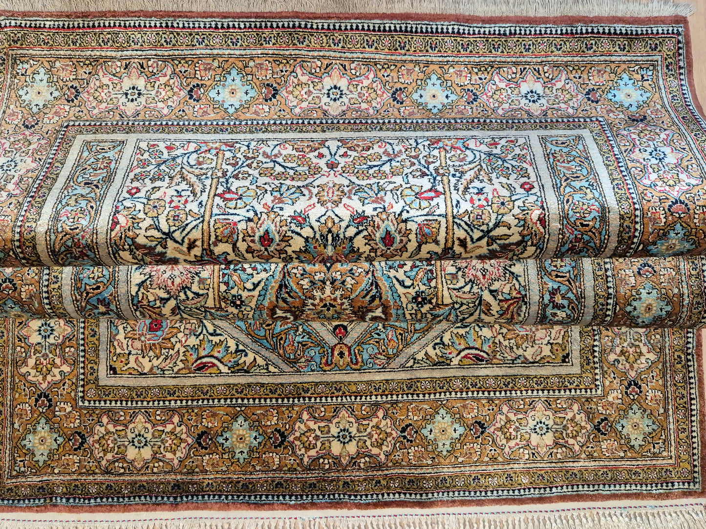 Ghom Teppich Seide auf Seide feine Knüpfung Gebetsteppich