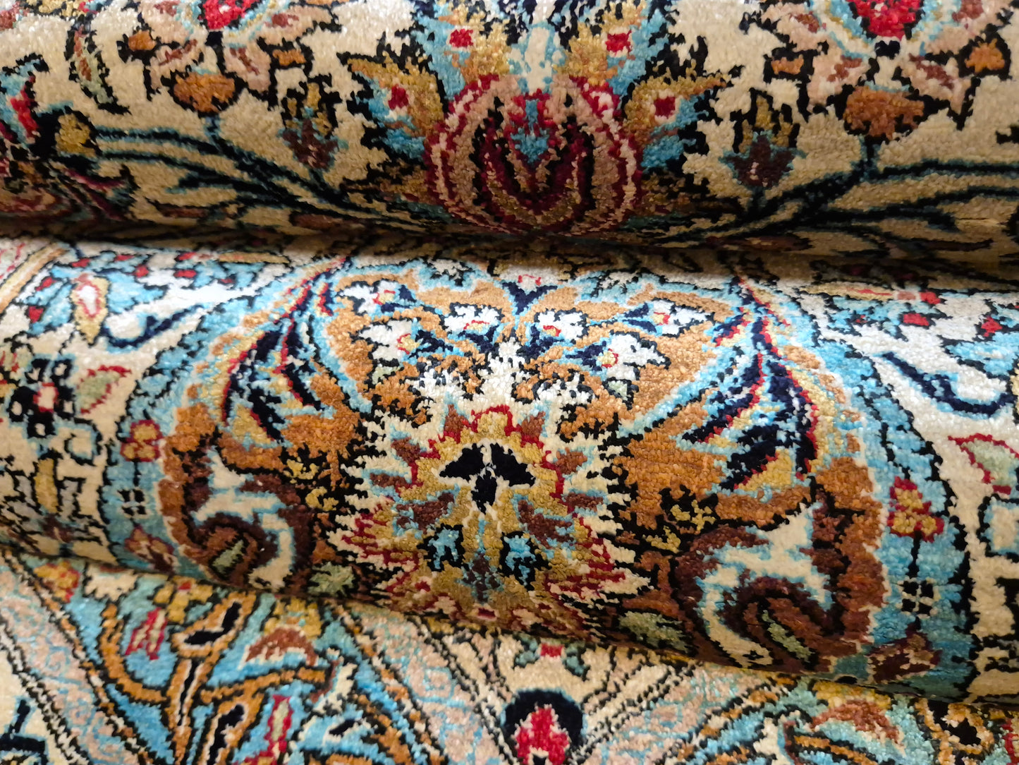 Ghom Teppich Seide auf Seide feine Knüpfung Gebetsteppich