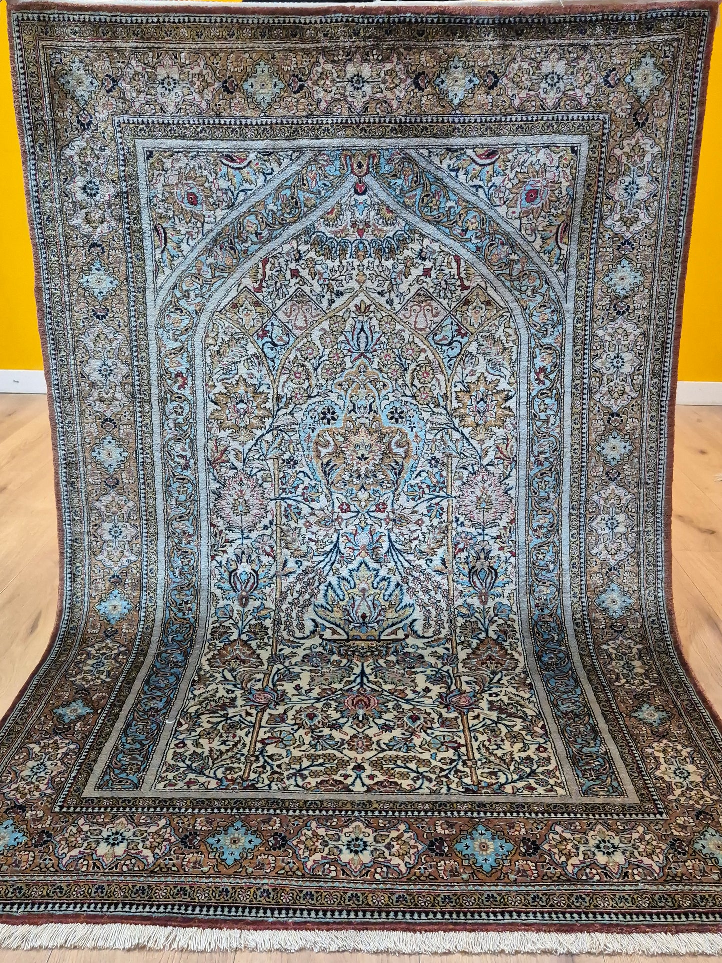 Ghom Teppich Seide auf Seide feine Knüpfung Gebetsteppich