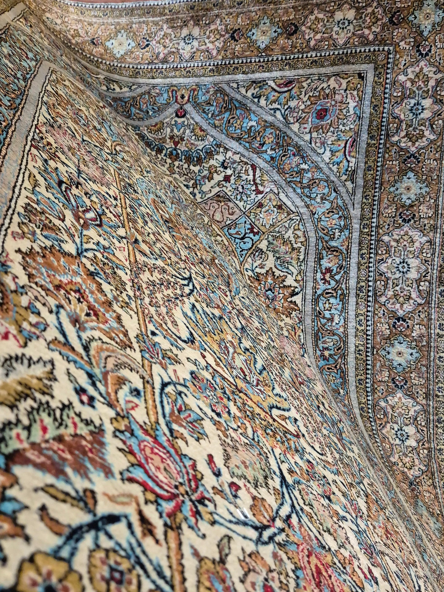 Ghom Teppich Seide auf Seide feine Knüpfung Gebetsteppich