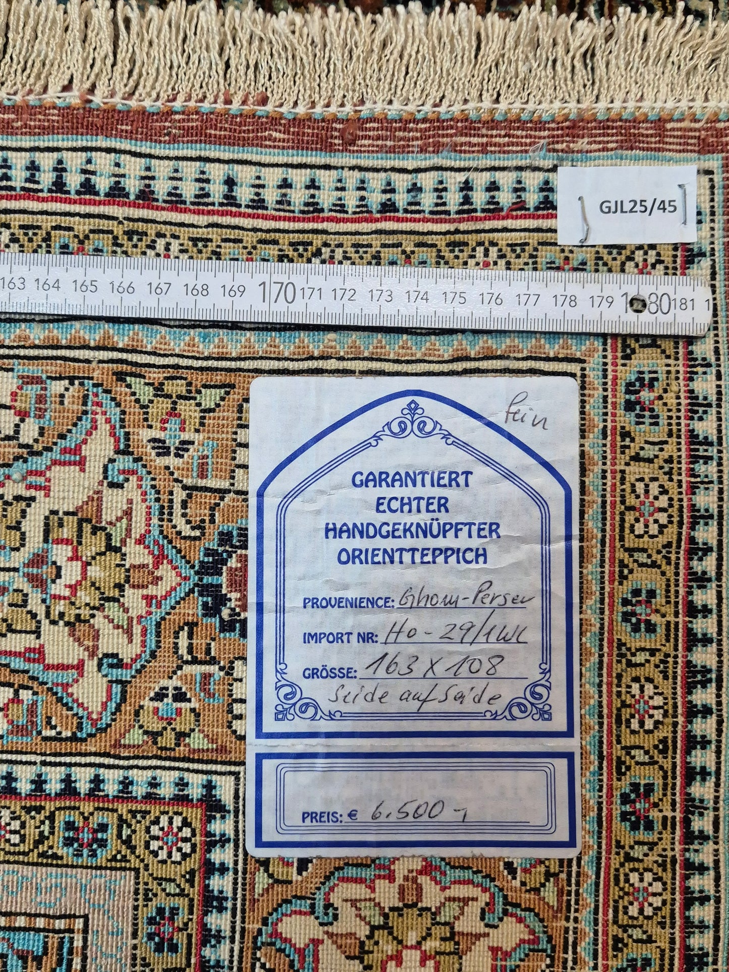 Ghom Teppich Seide auf Seide feine Knüpfung Gebetsteppich