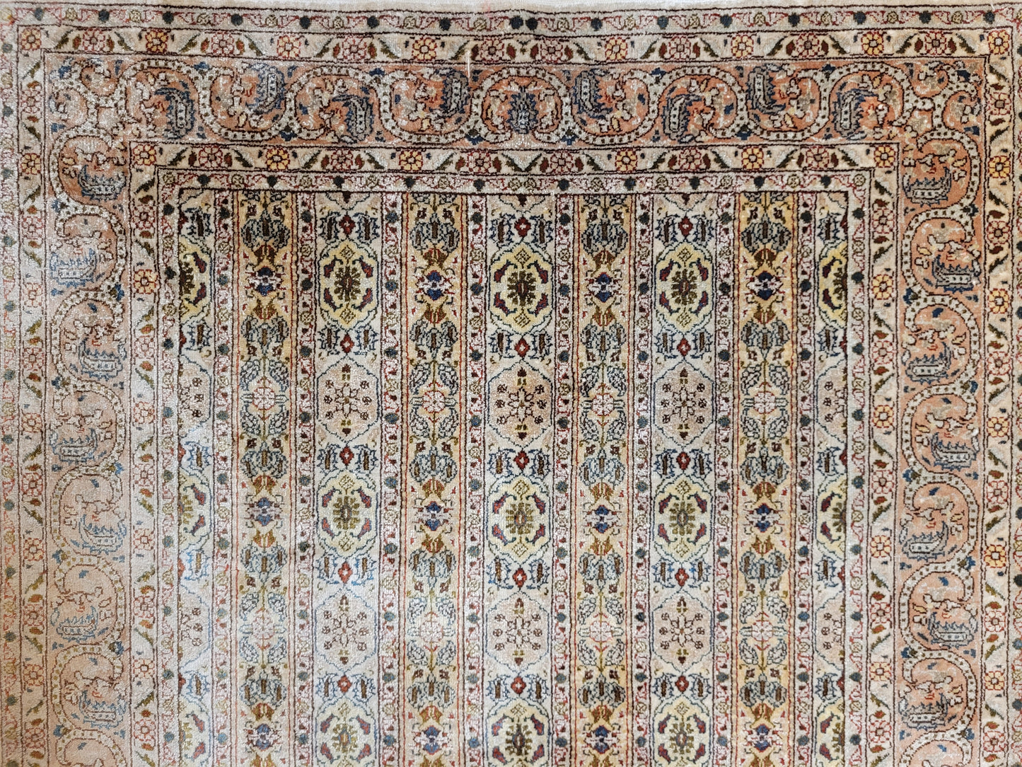 Hereke Teppich Seide auf Seide feine Knüpfung Streifendesign