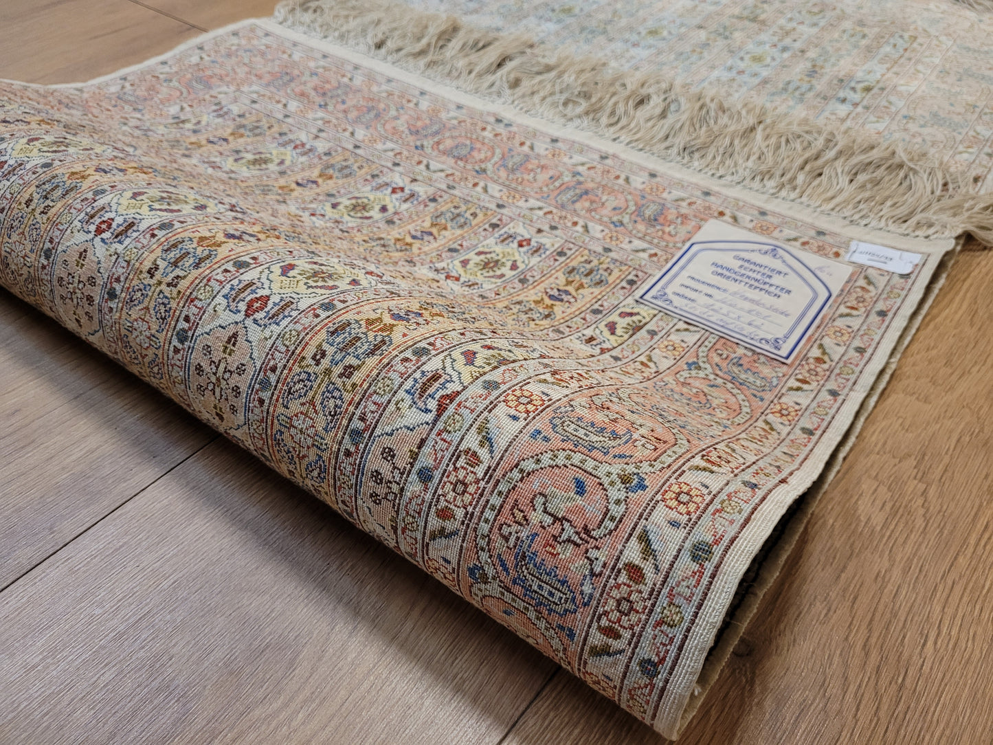 Hereke Teppich Seide auf Seide feine Knüpfung Streifendesign