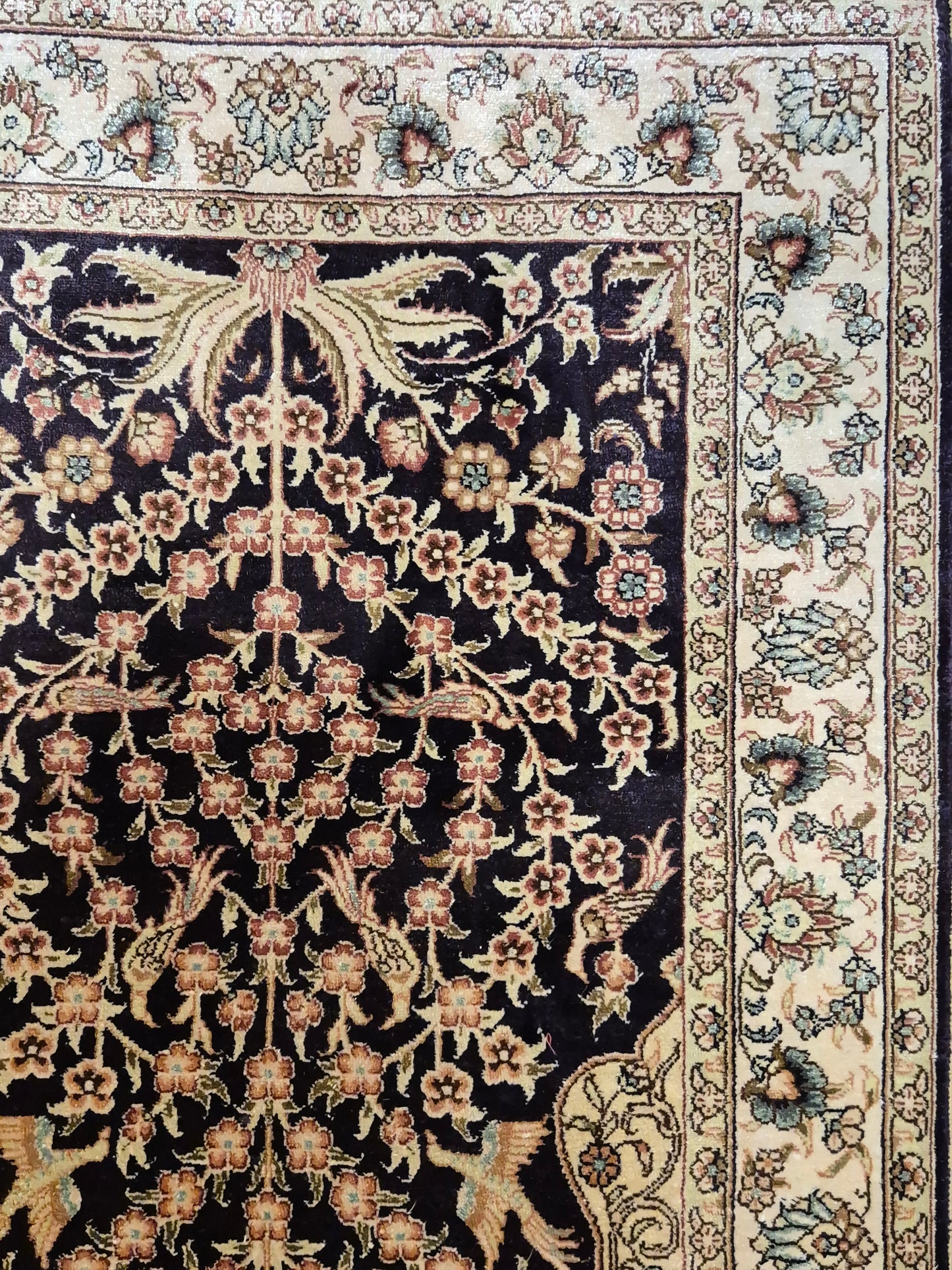 Hereke Teppich Seide auf Seide signiert Baum des Lebens