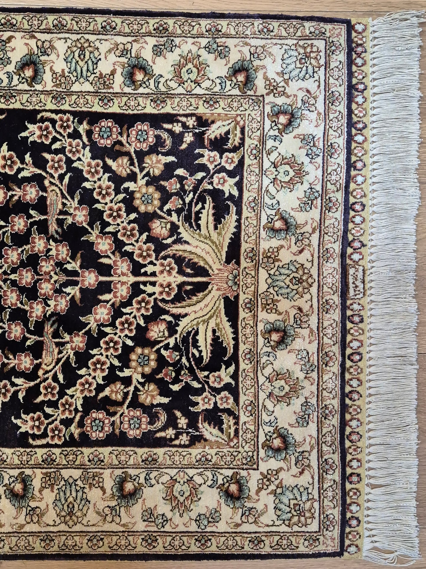 Hereke Teppich Seide auf Seide signiert Baum des Lebens