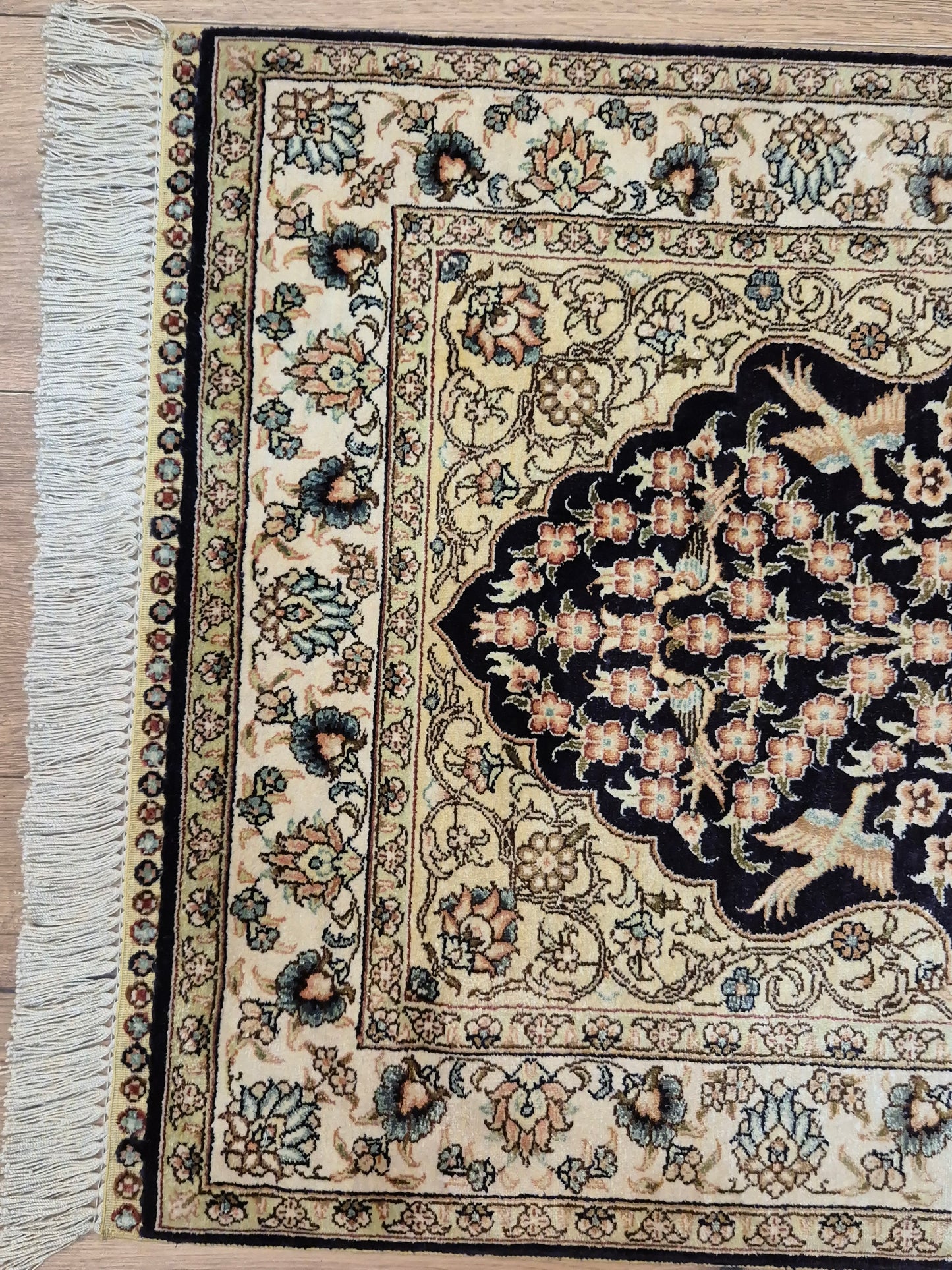 Hereke Teppich Seide auf Seide signiert Baum des Lebens