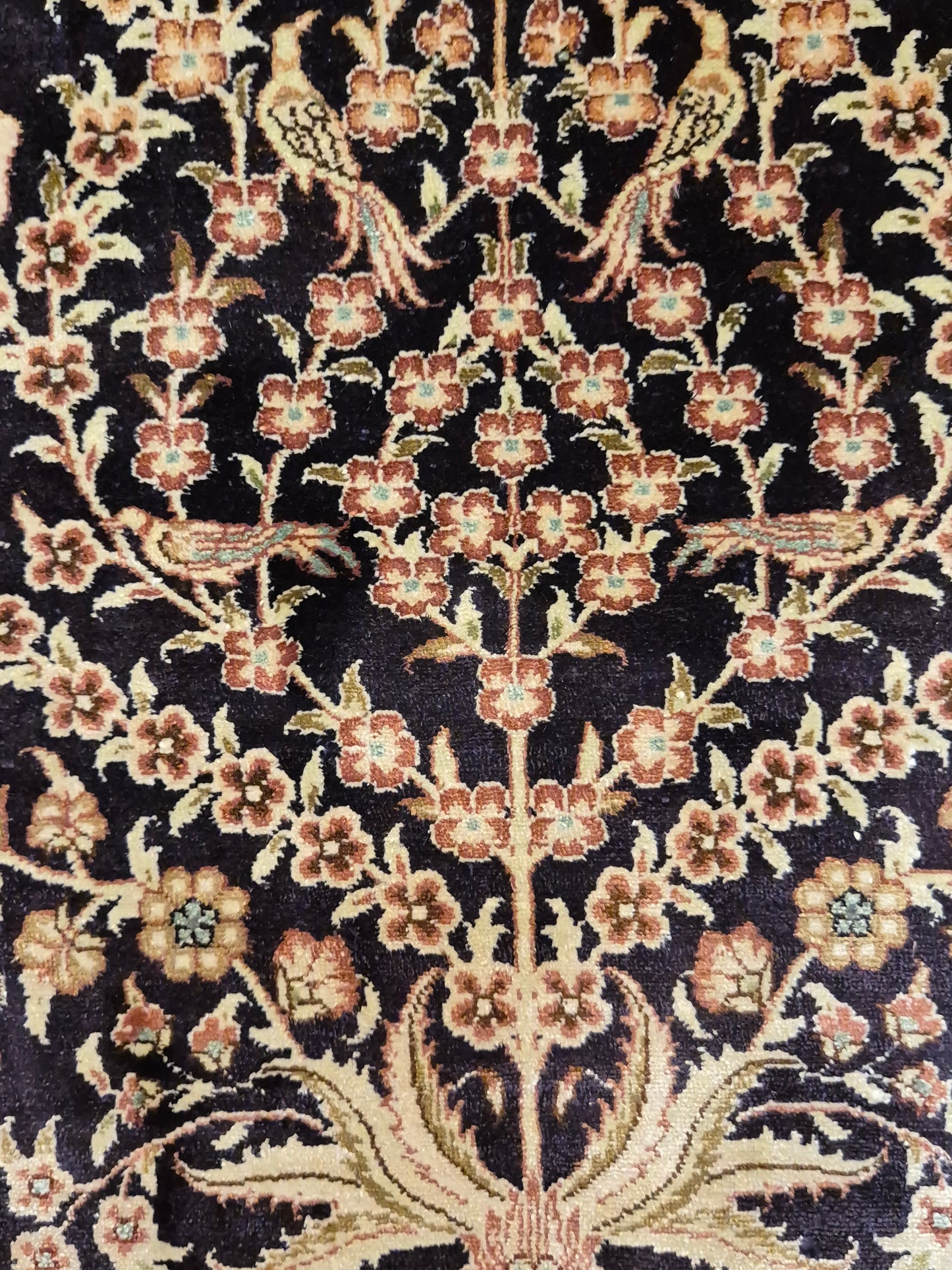 Hereke Teppich Seide auf Seide signiert Baum des Lebens