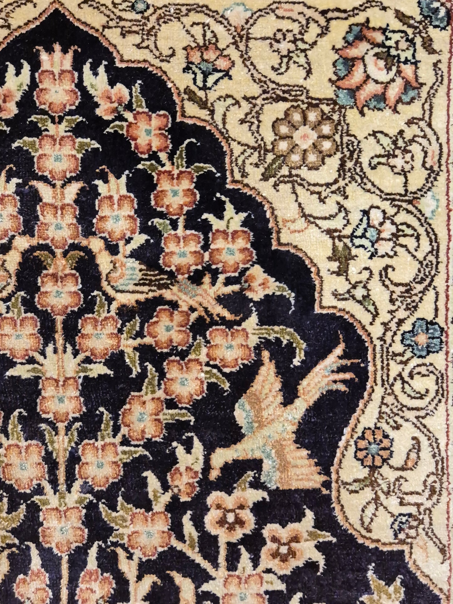 Hereke Teppich Seide auf Seide signiert Baum des Lebens