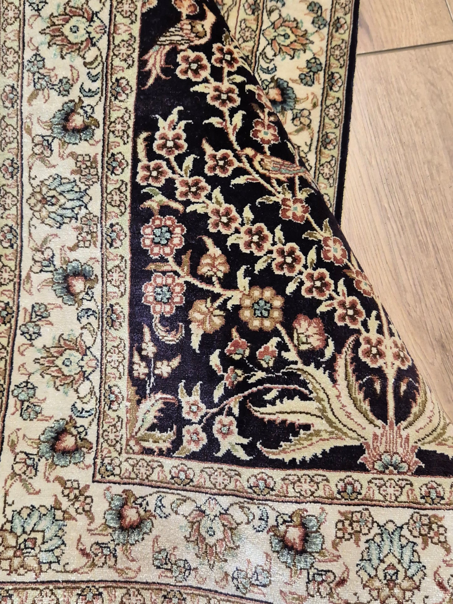 Hereke Teppich Seide auf Seide signiert Baum des Lebens