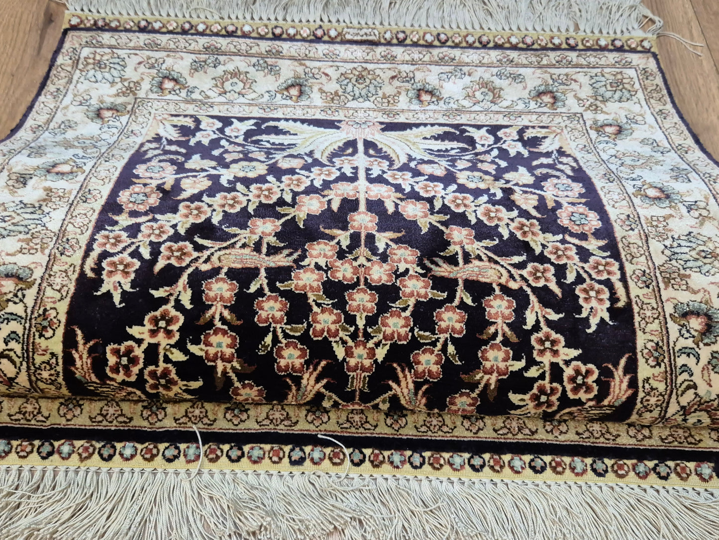 Hereke Teppich Seide auf Seide signiert Baum des Lebens