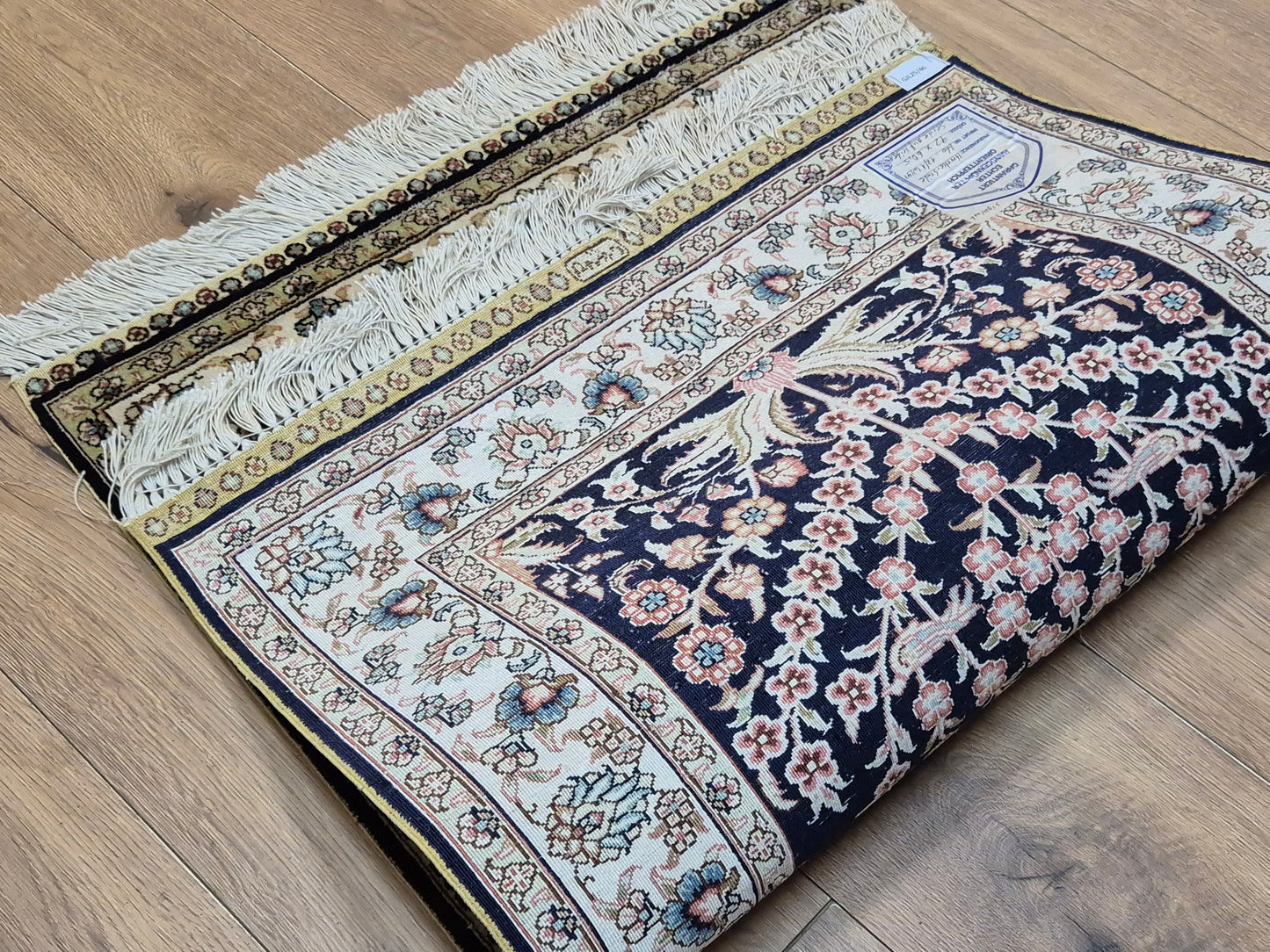 Hereke Teppich Seide auf Seide signiert Baum des Lebens