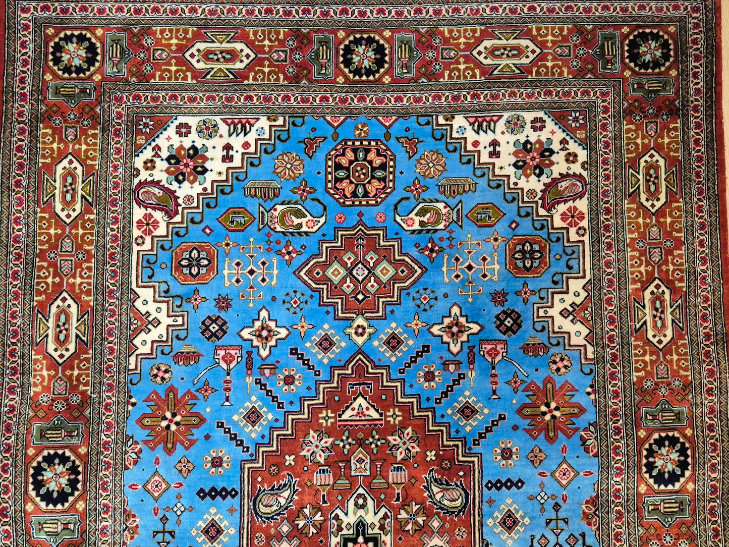 Ghom Teppich Seide auf Seide geometrisches Medaillonmuster