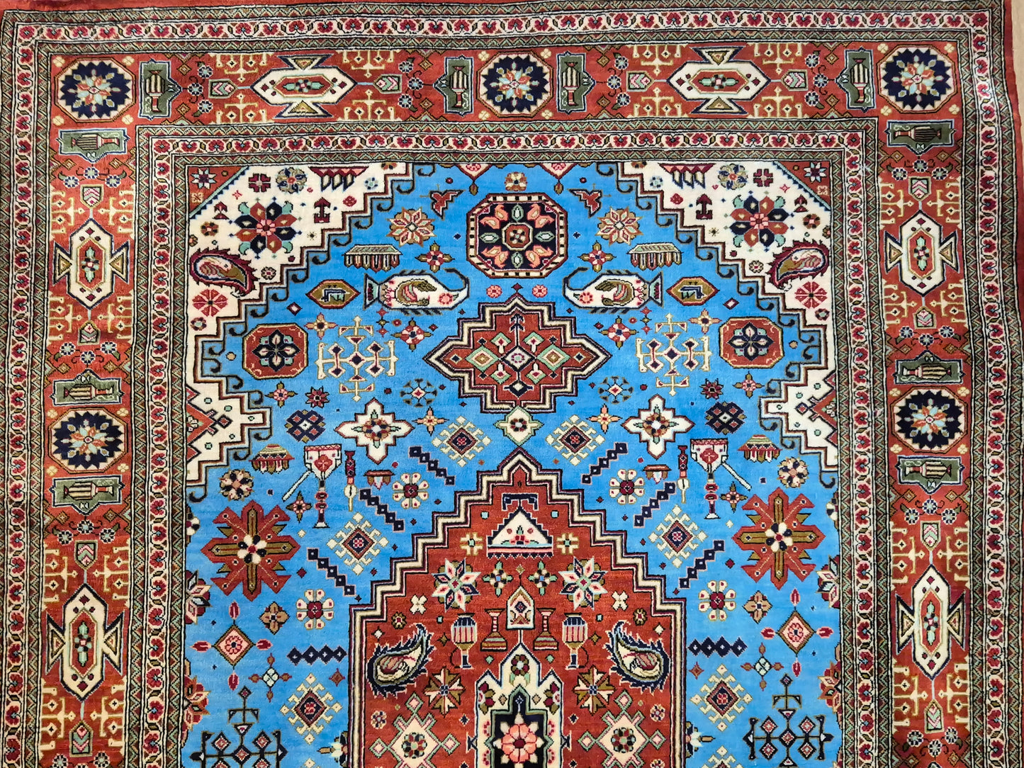 Ghom Teppich Seide auf Seide geometrisches Medaillonmuster