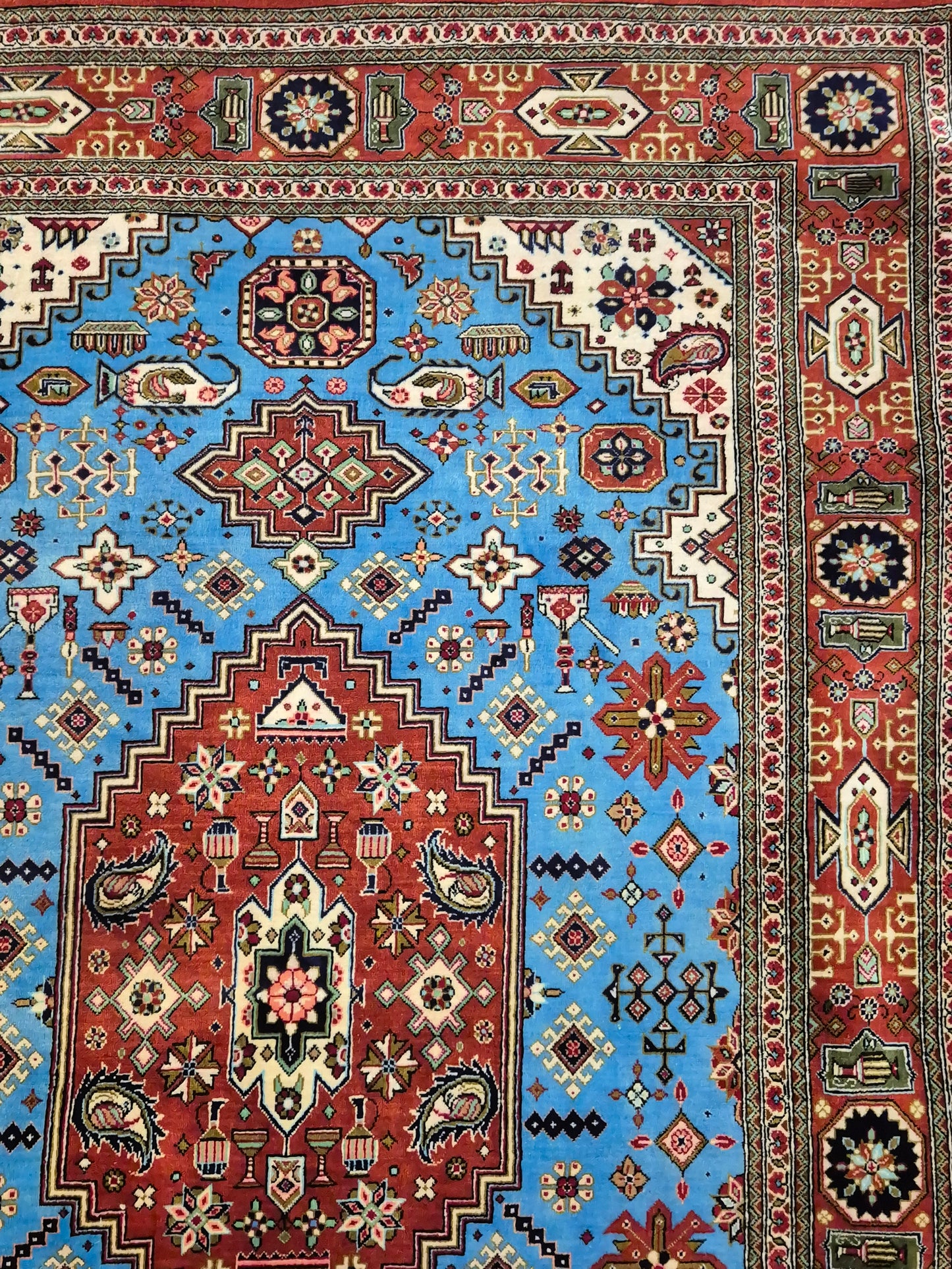 Ghom Teppich Seide auf Seide geometrisches Medaillonmuster