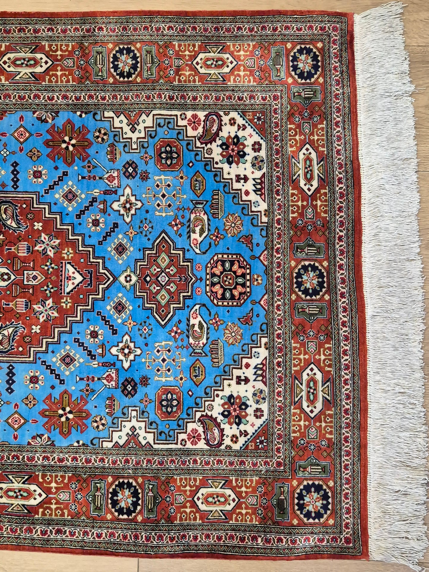 Ghom Teppich Seide auf Seide geometrisches Medaillonmuster