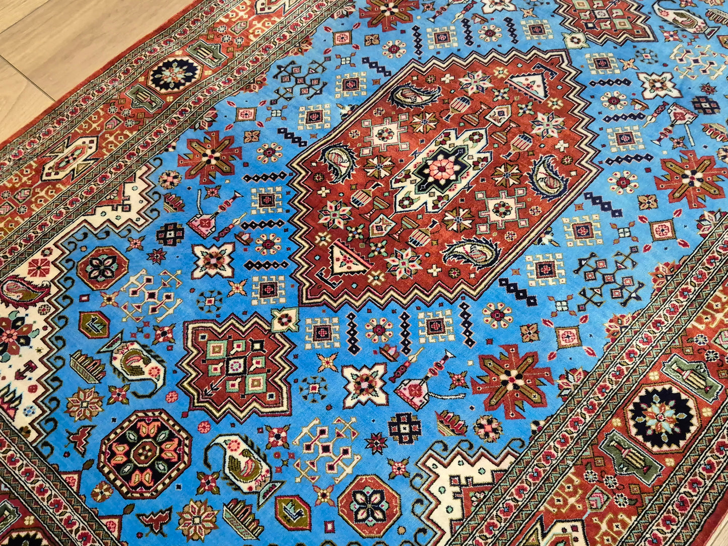 Ghom Teppich Seide auf Seide geometrisches Medaillonmuster