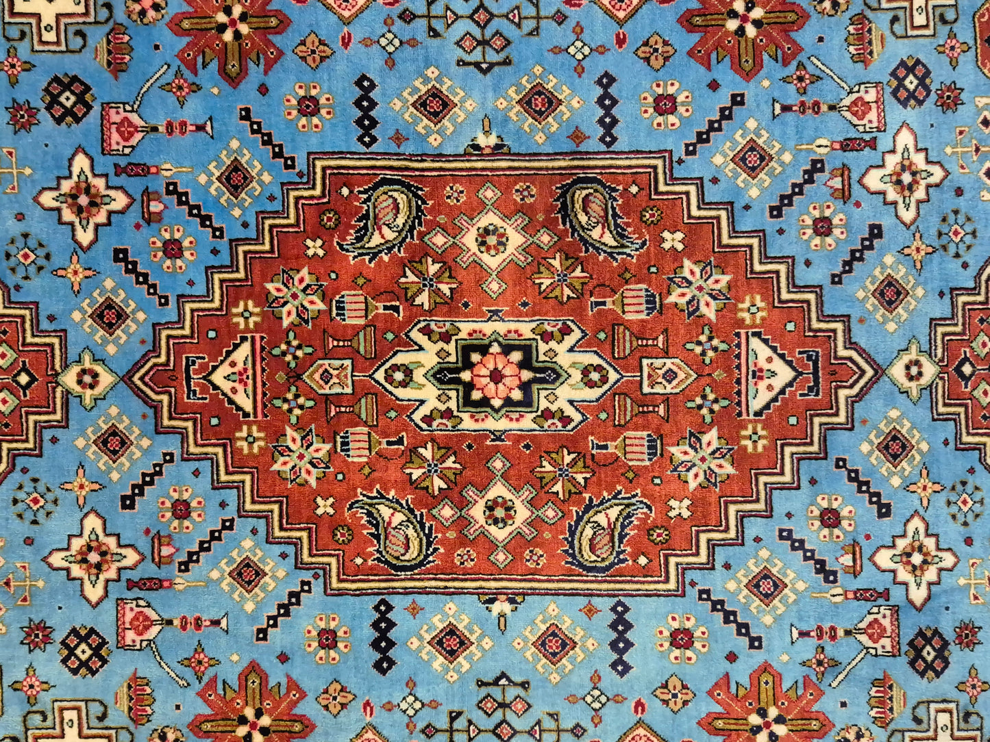 Ghom Teppich Seide auf Seide geometrisches Medaillonmuster